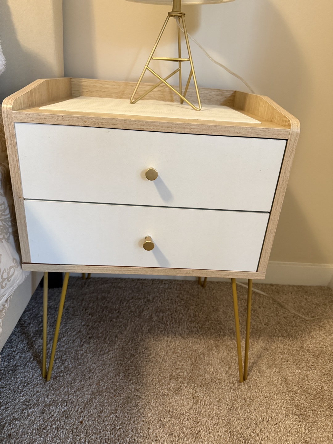 2 Modern Two-Drawer Nightstand with Gold Legs - photo 2