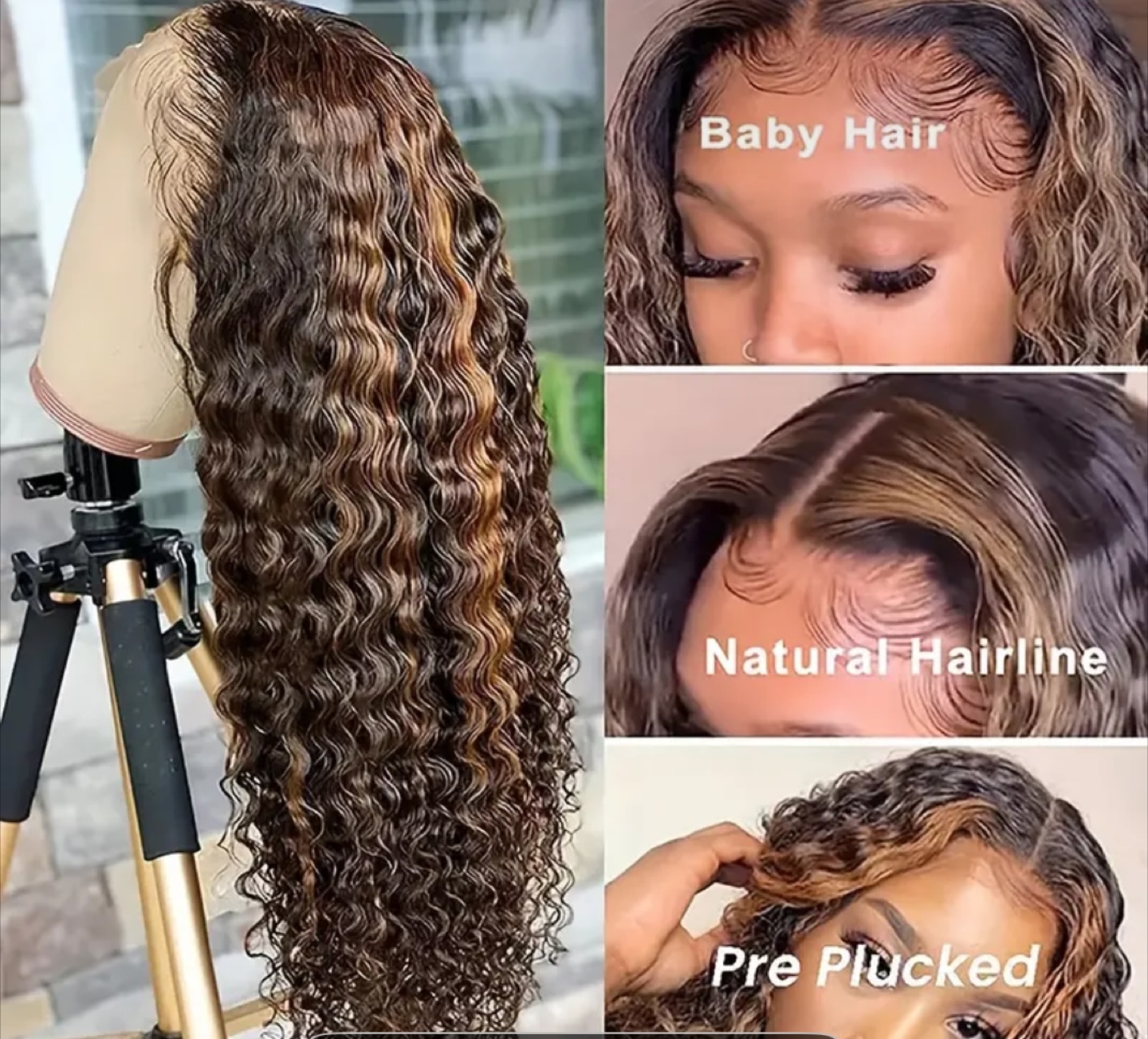 30-inch Glueless Deep Wave Human Hair Wig - P4/27 - photo 5