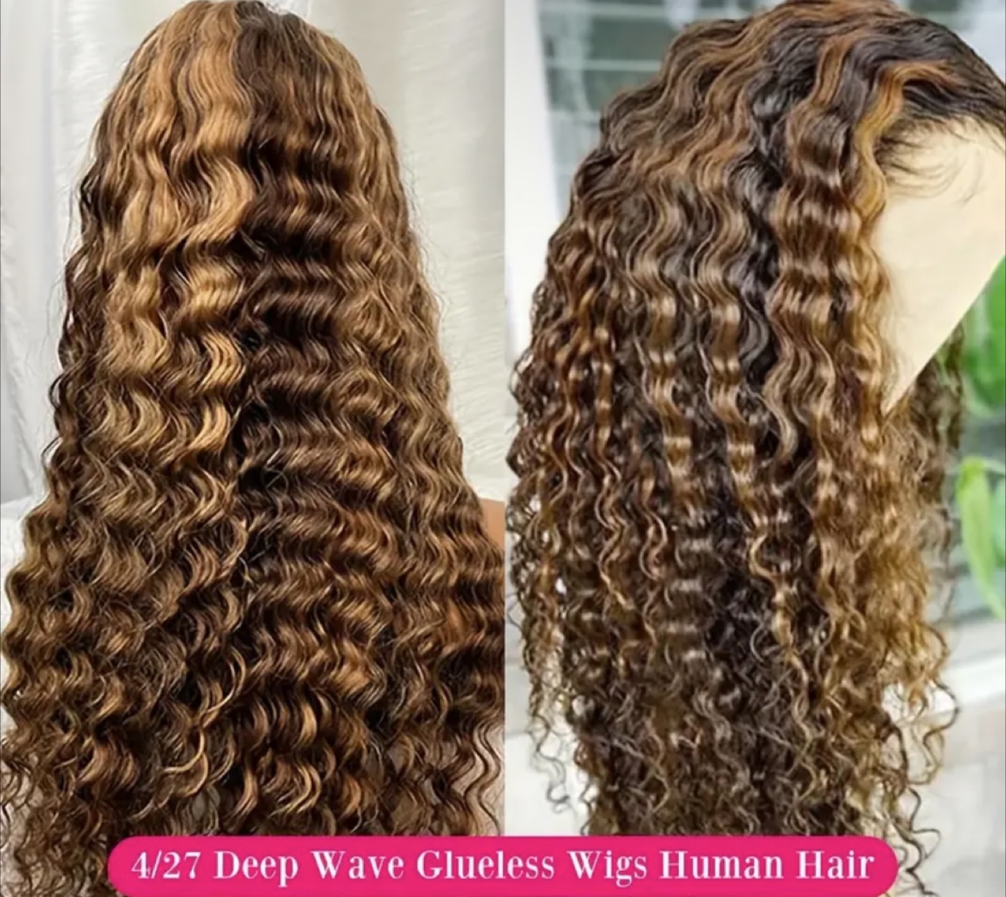 30-inch Glueless Deep Wave Human Hair Wig - P4/27 - photo 2