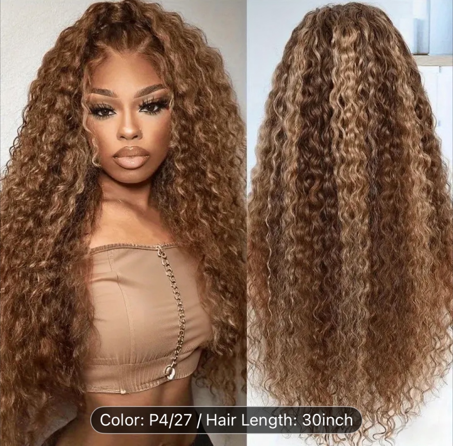 30-inch Glueless Deep Wave Human Hair Wig - P4/27