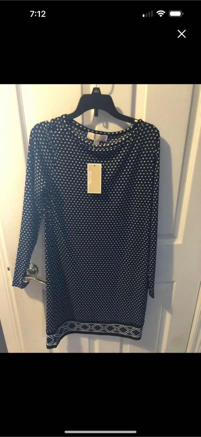 Michael Kors Navy Blue and White Dress thumbnail