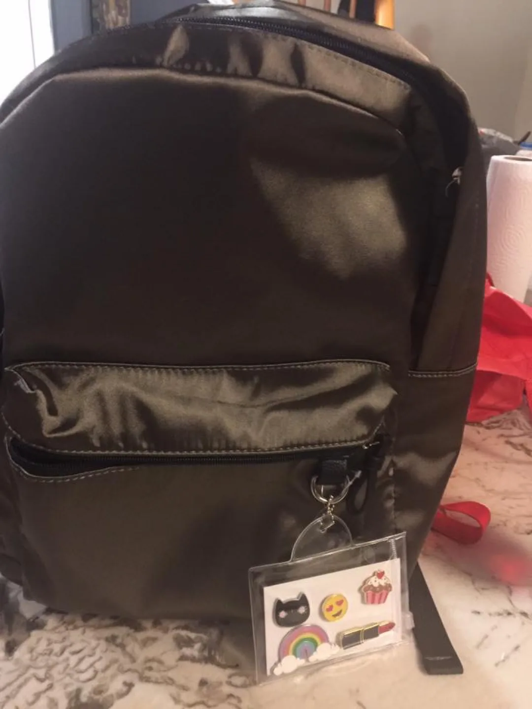 Candie's Olive Green Backpack with Enamel Pin Set thumbnail