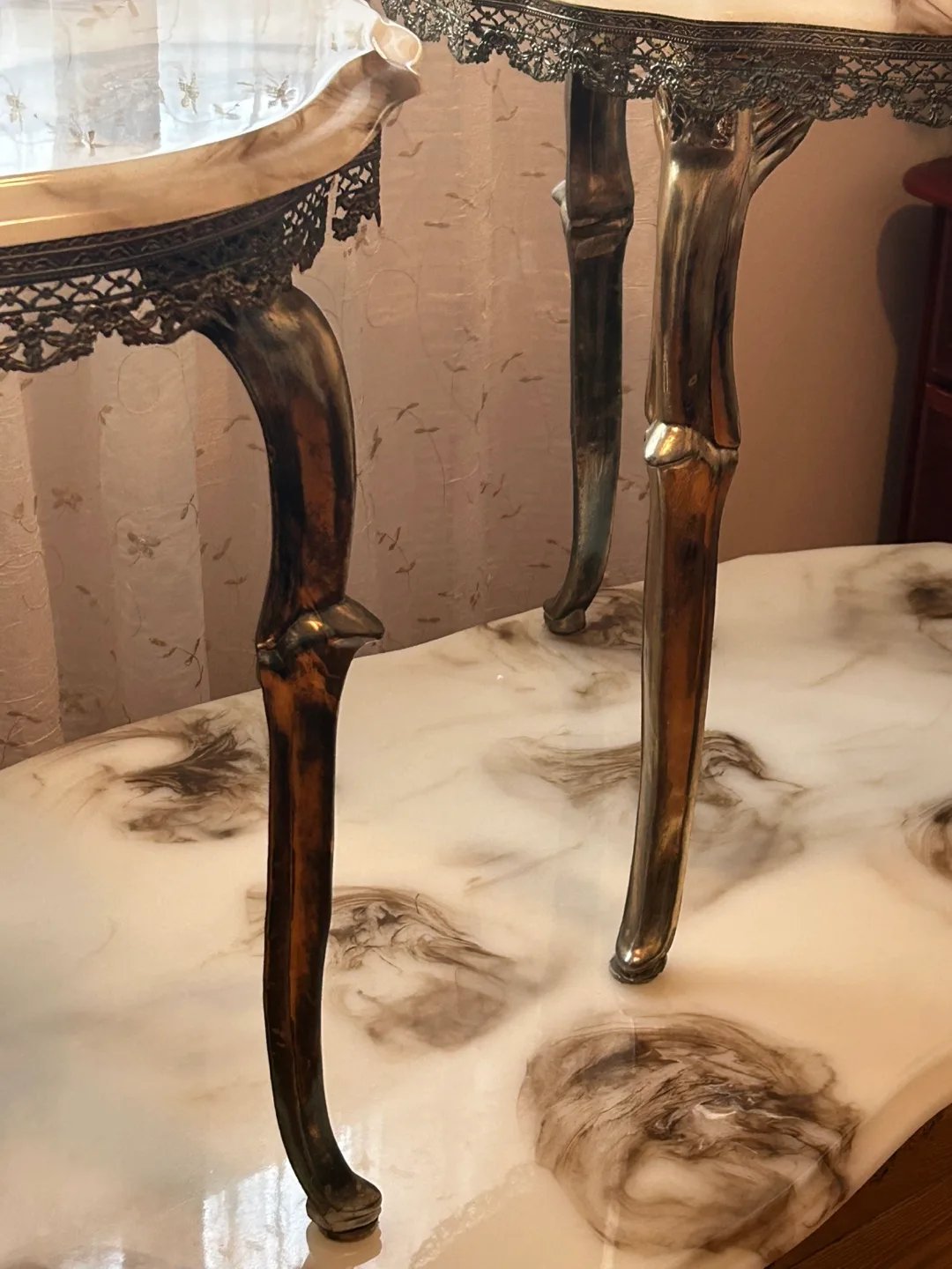 Vintage Three-Piece Marble Top Table Set image indicator(4)