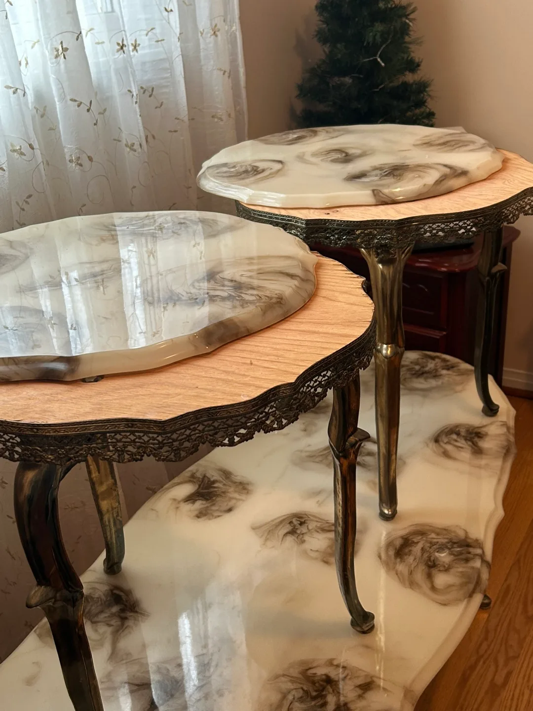 Vintage Three-Piece Marble Top Table Set image indicator(3)