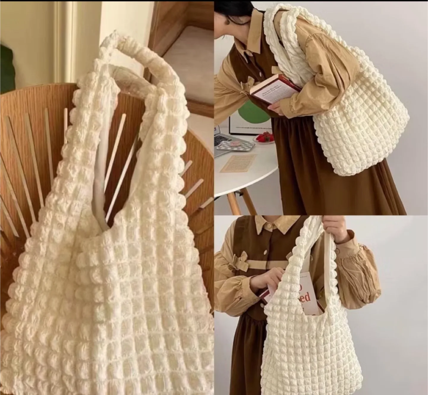 Cream Knitted Fluffy Bag thumbnail