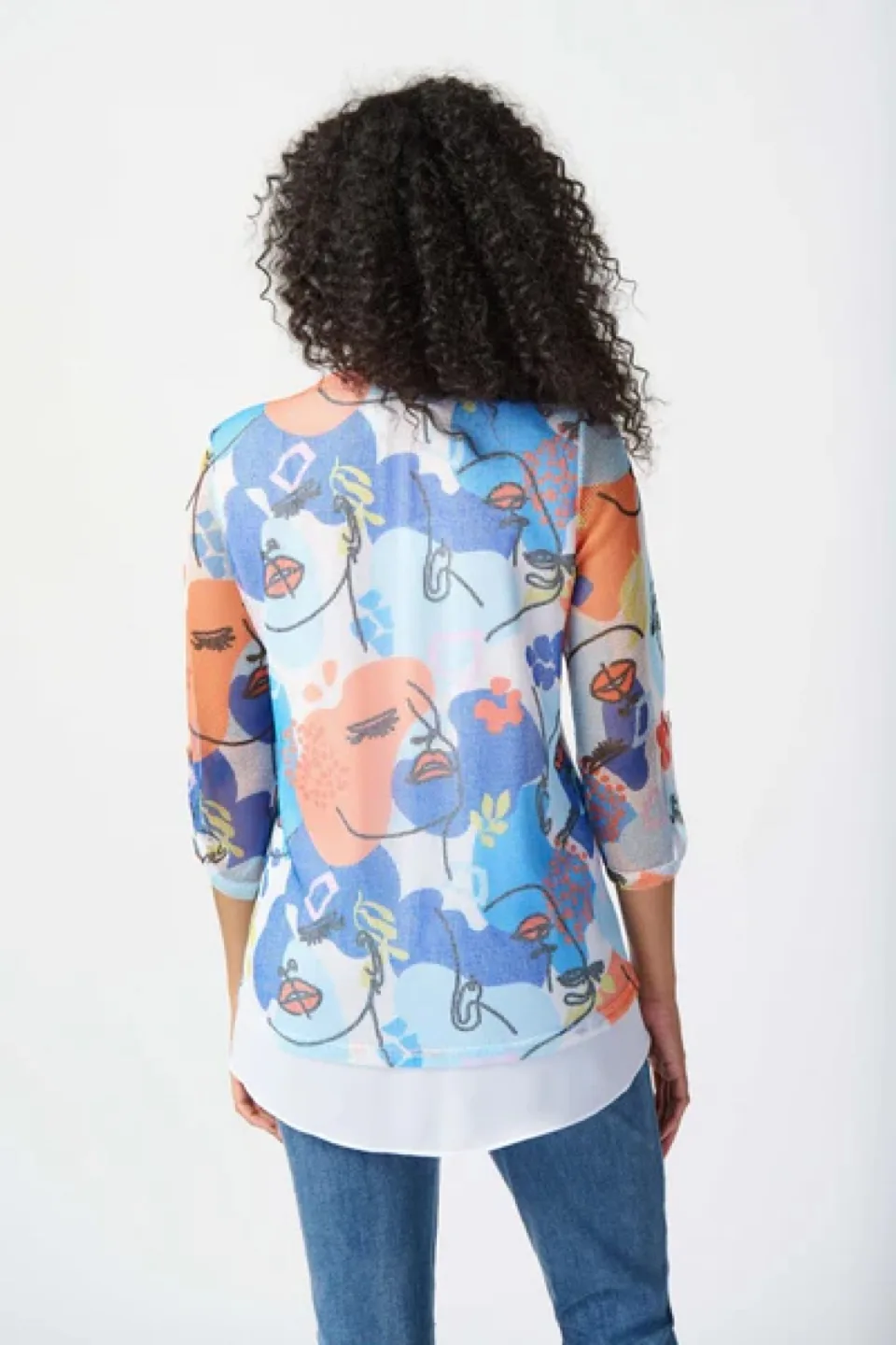 Joseph Ribkoff Women's Abstract Floral Mesh Top image indicator(7)