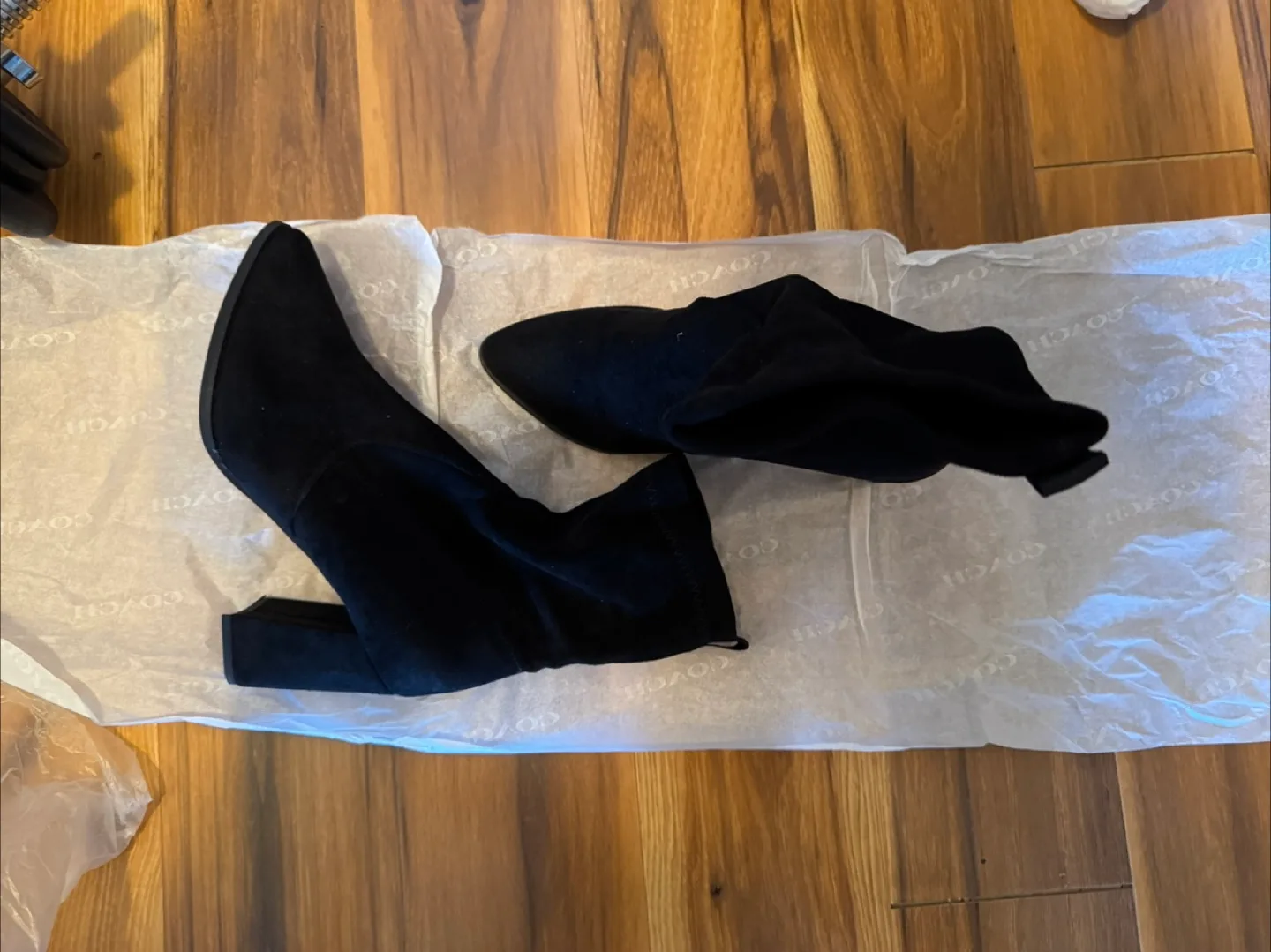 Black Suede Block Heel Ankle Boots thumbnail