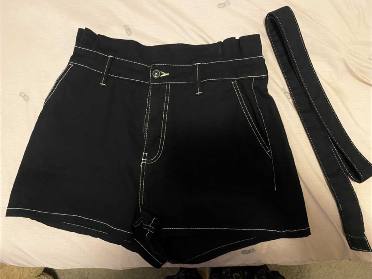 Black High-Waisted Shorts with Belt