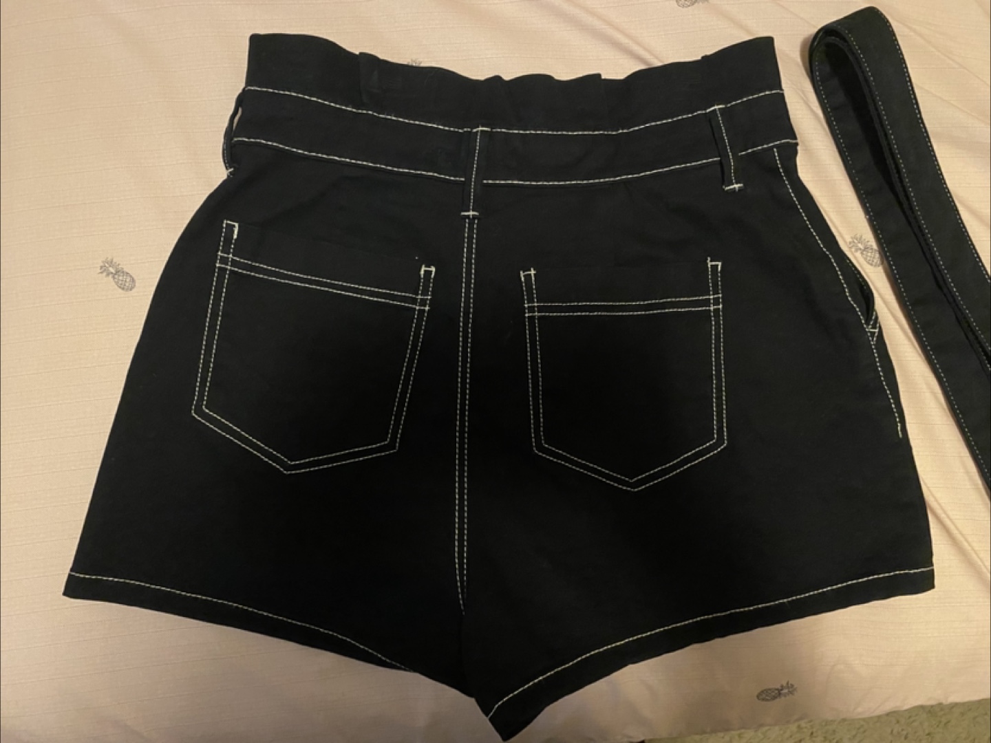 Black High-Waisted Shorts with Belt - photo 2
