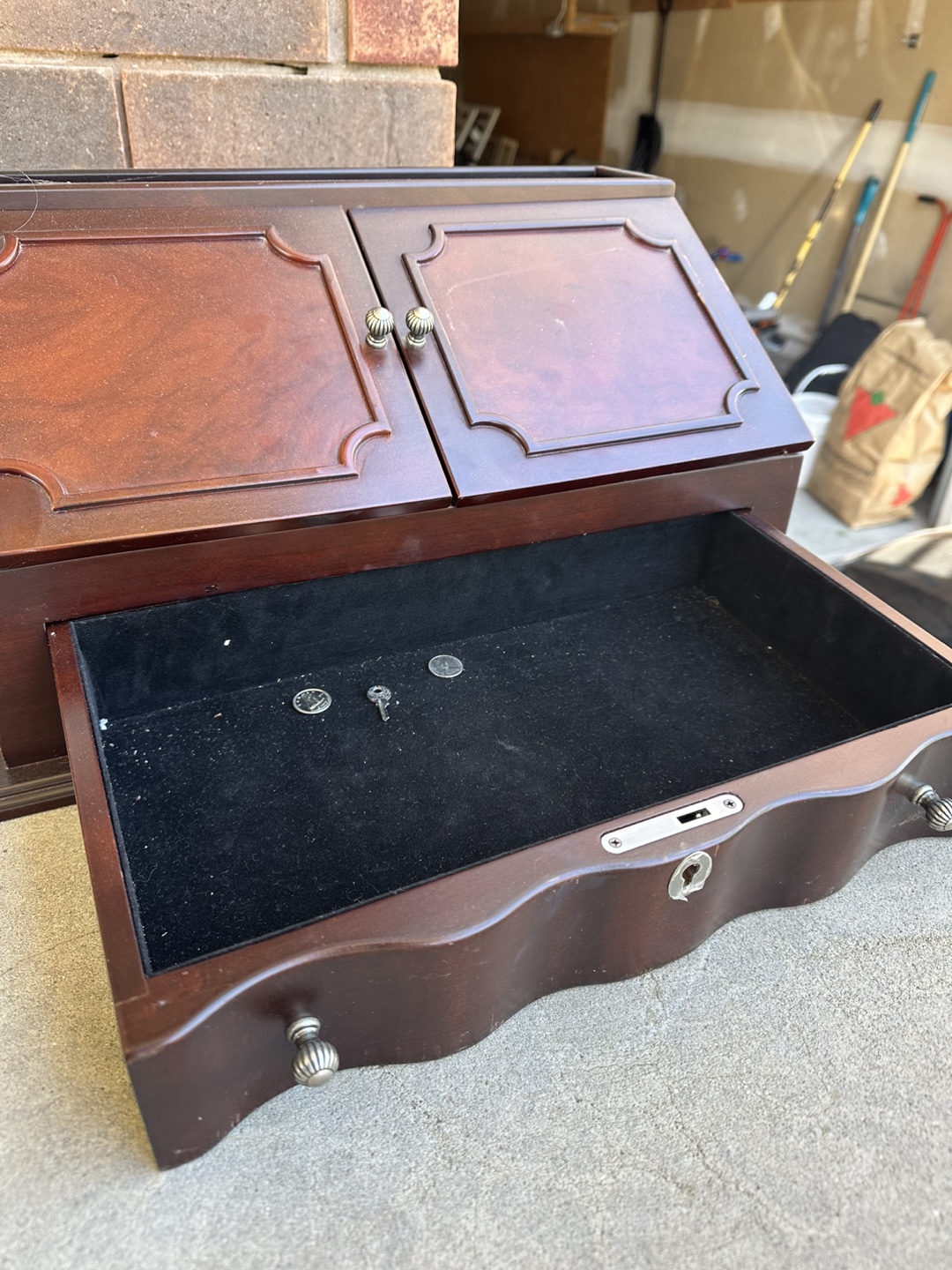 Vintage Wooden Jewellery Box with Drawers and Compartments - photo 2