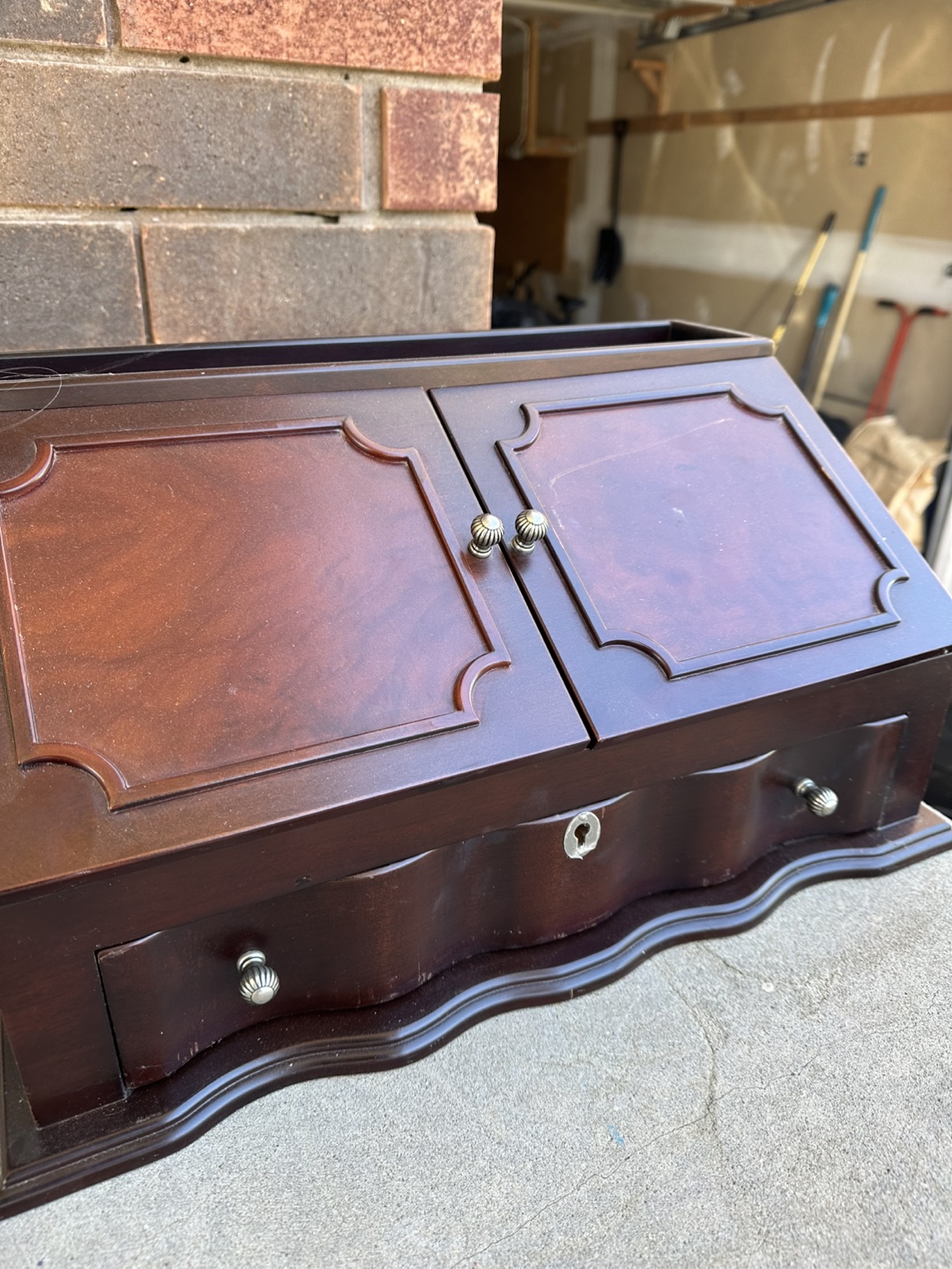 Vintage Wooden Jewellery Box with Drawers and Compartments