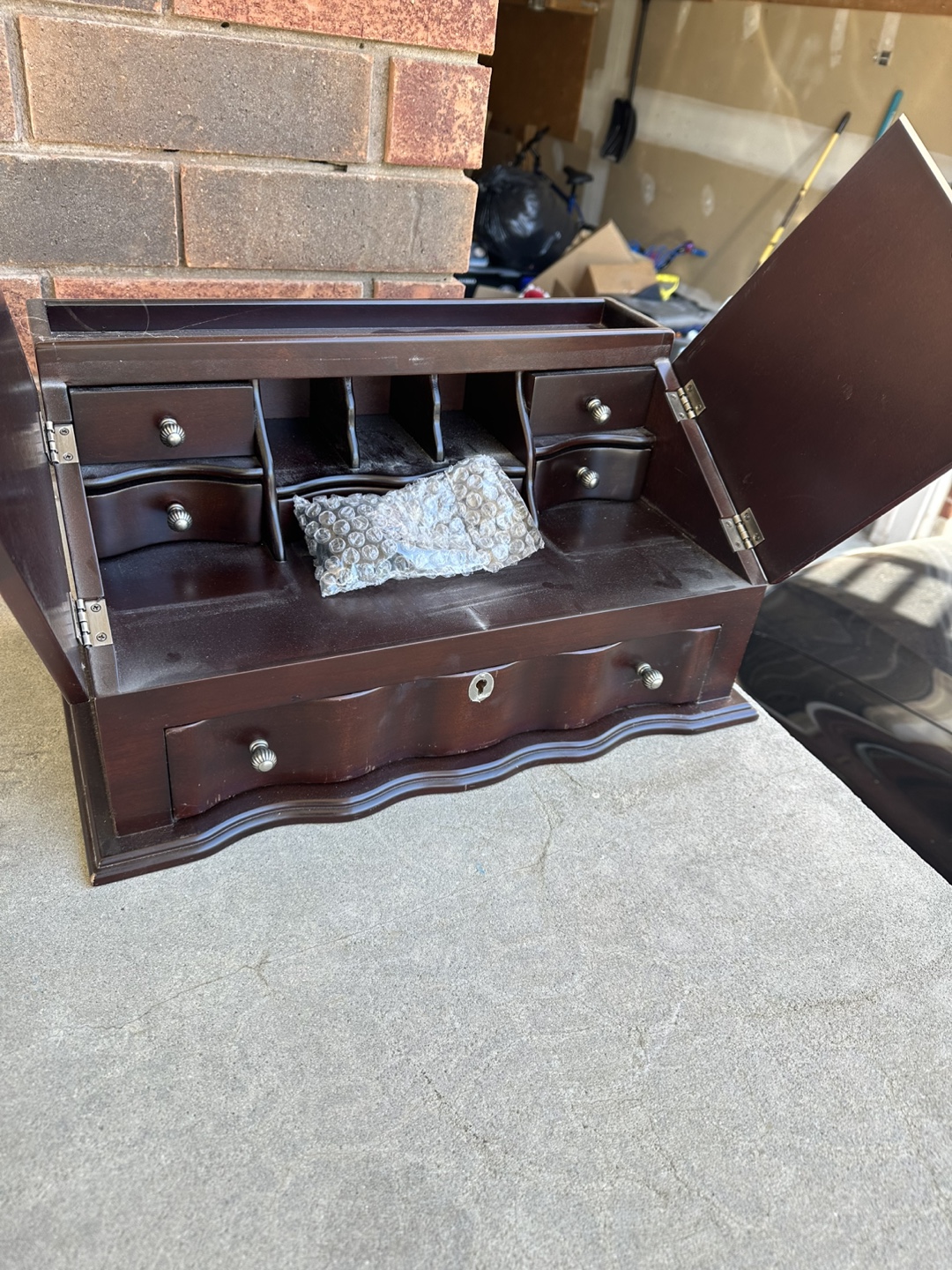 Vintage Wooden Jewellery Box with Drawers and Compartments - photo 3