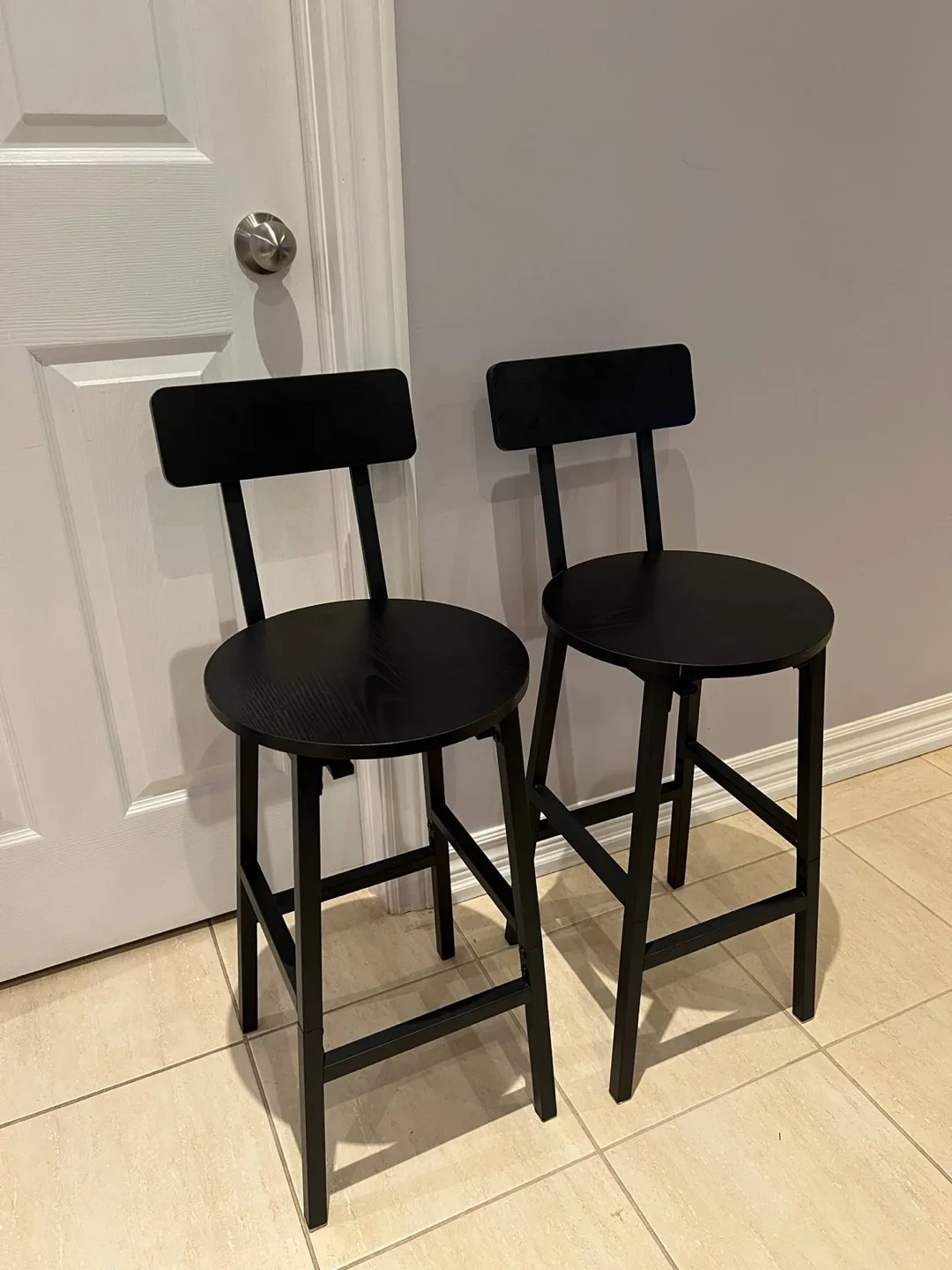 Pair of Black Metal Stools thumbnail