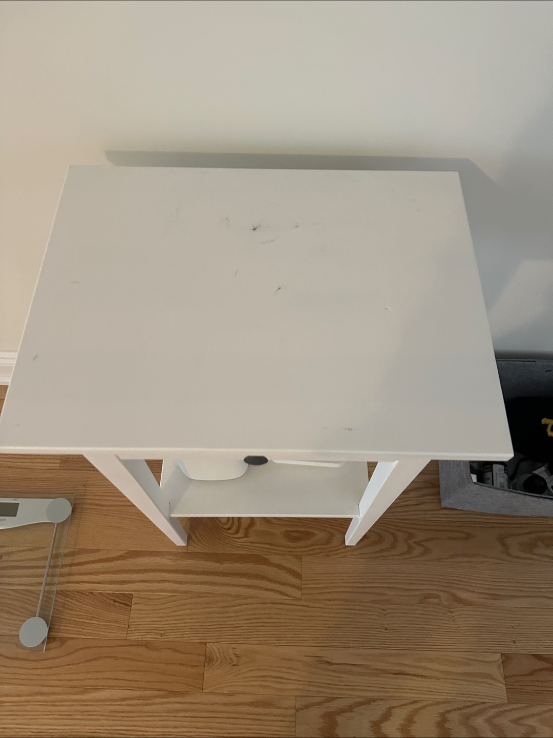 White Nightstand with Drawer and Shelf - photo 2