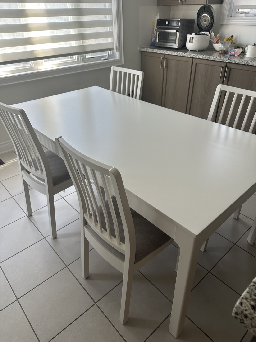 White Dining Table and Four Chairs Set