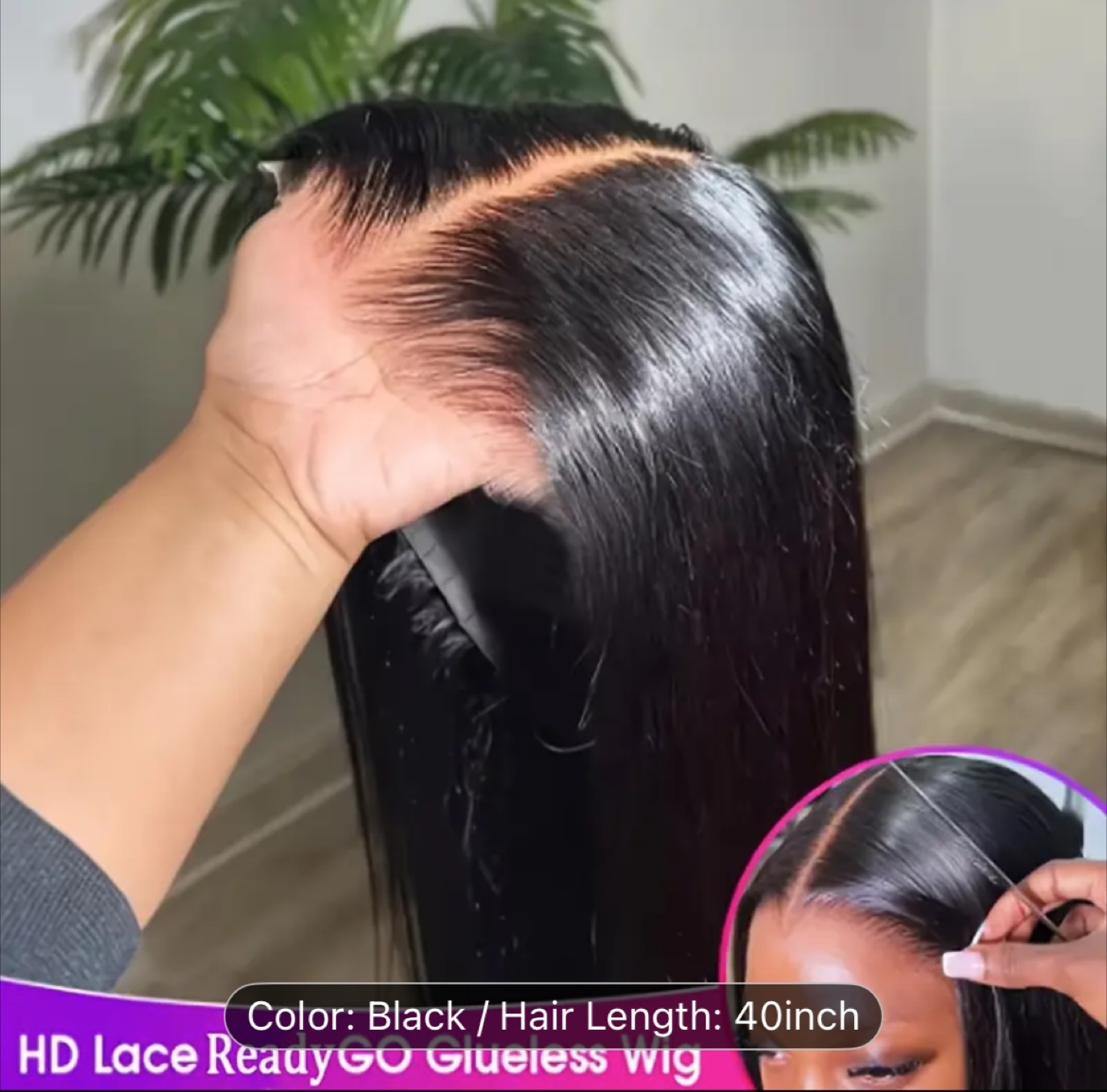 40 inch Black HD Lace Glueless Wig - photo 3