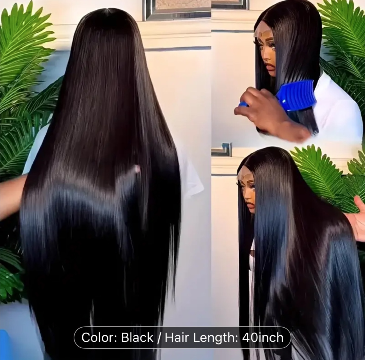 40 inch Black HD Lace Glueless Wig