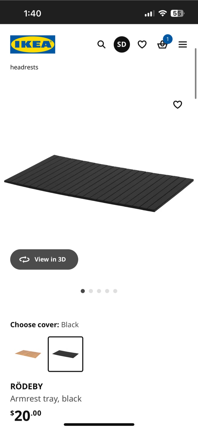 IKEA RÖDEBY Armrest Trays - Black - Pair - photo 2
