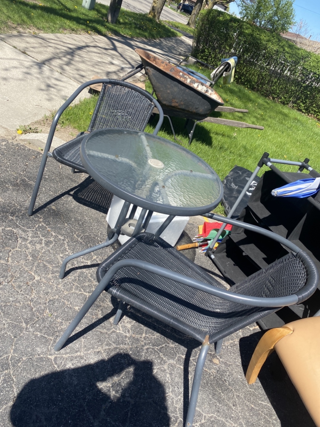 Patio Set: Two Chairs and Table 15.00