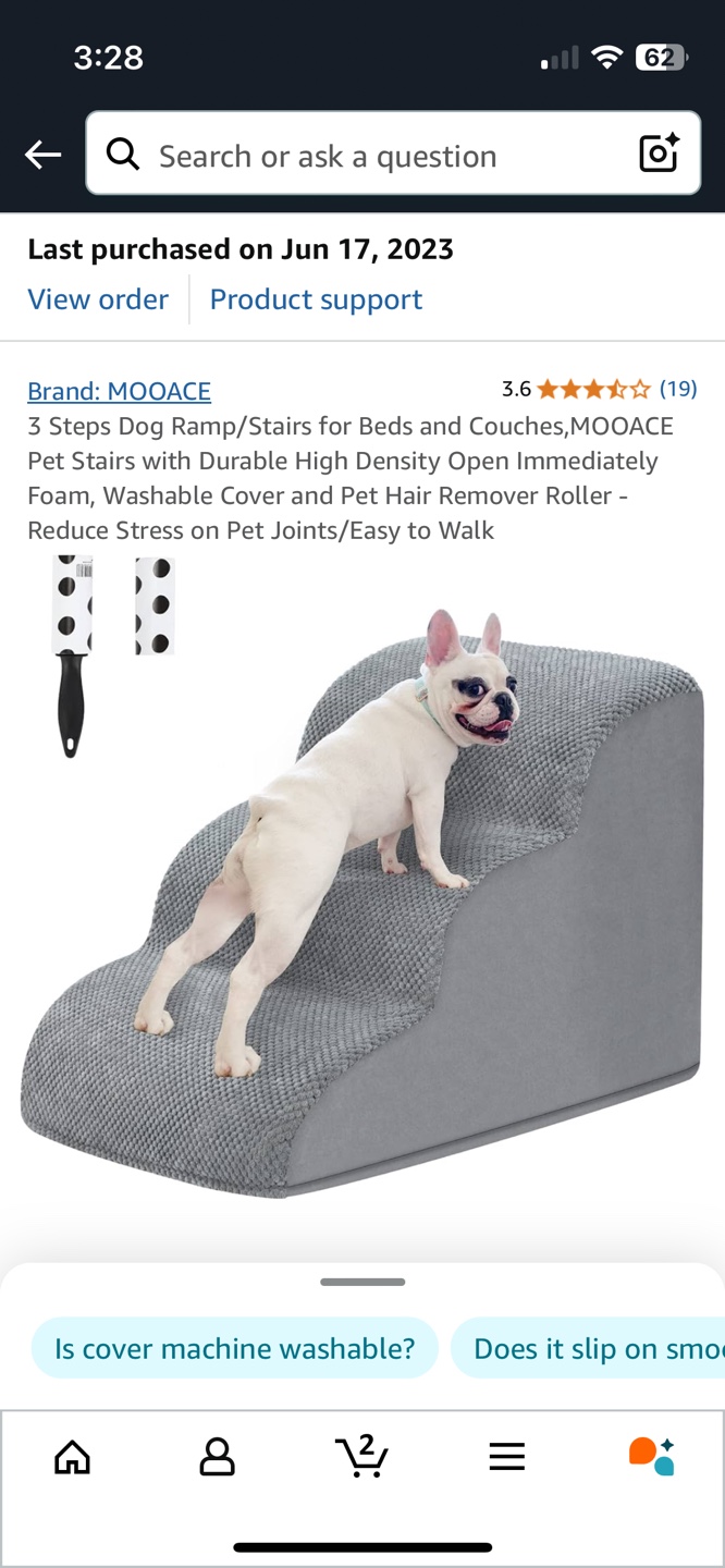 MOOACE 3-Step Pet Stairs Dog Ramp for Beds and Couches - photo 2