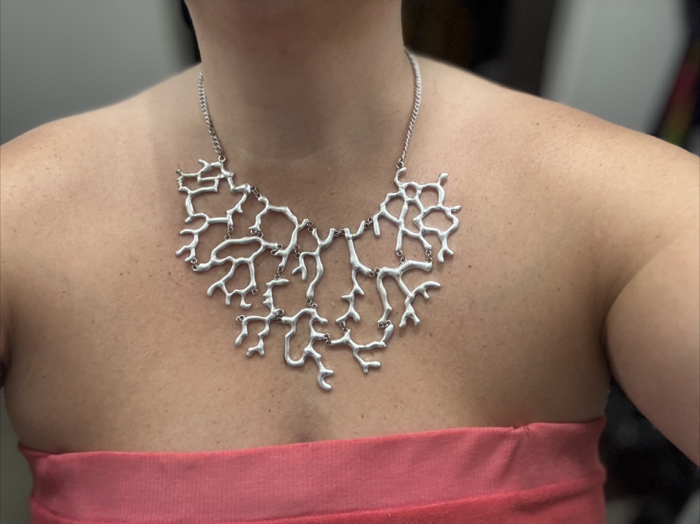 Fifth Avenue Coral Branch Statement Necklace