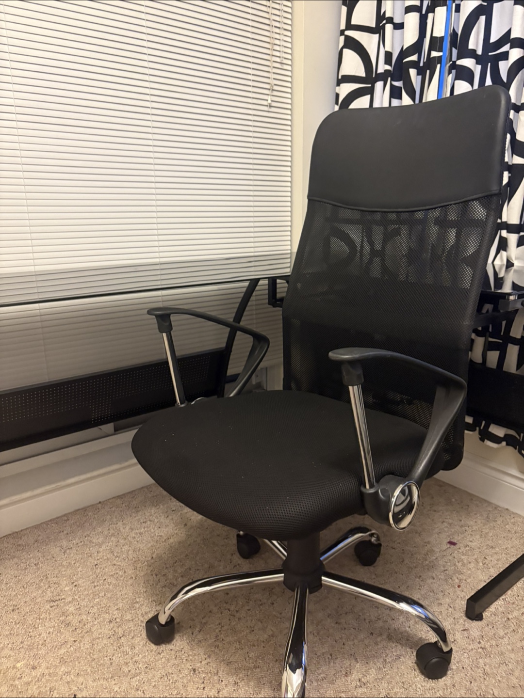 Black Glass Computer Desk with Mesh Office Chair - photo 2
