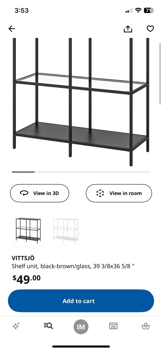 IKEA VITTSJÖ Shelf Unit, Black-Brown/Glass - photo 2