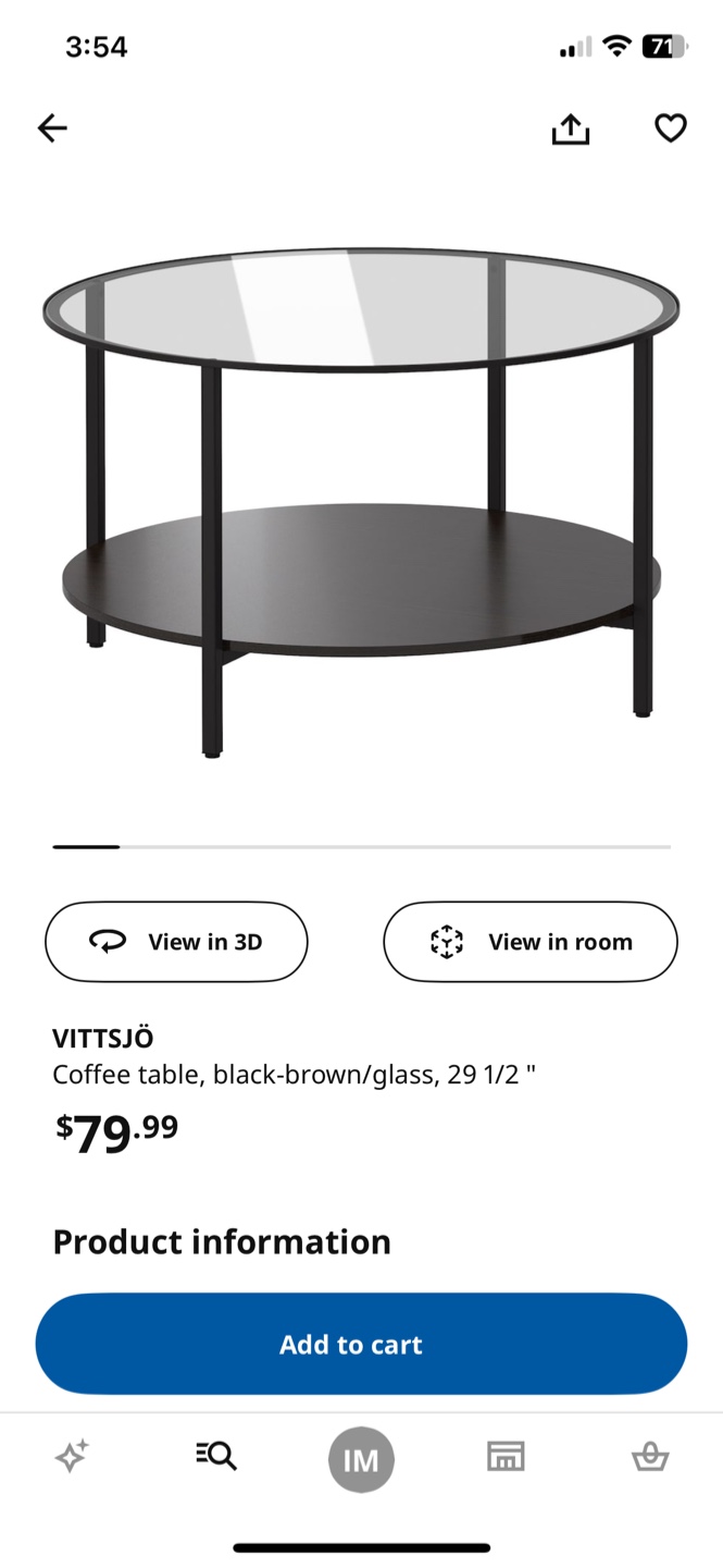 IKEA VITTSJÖ Coffee Table - Black-Brown/Glass
