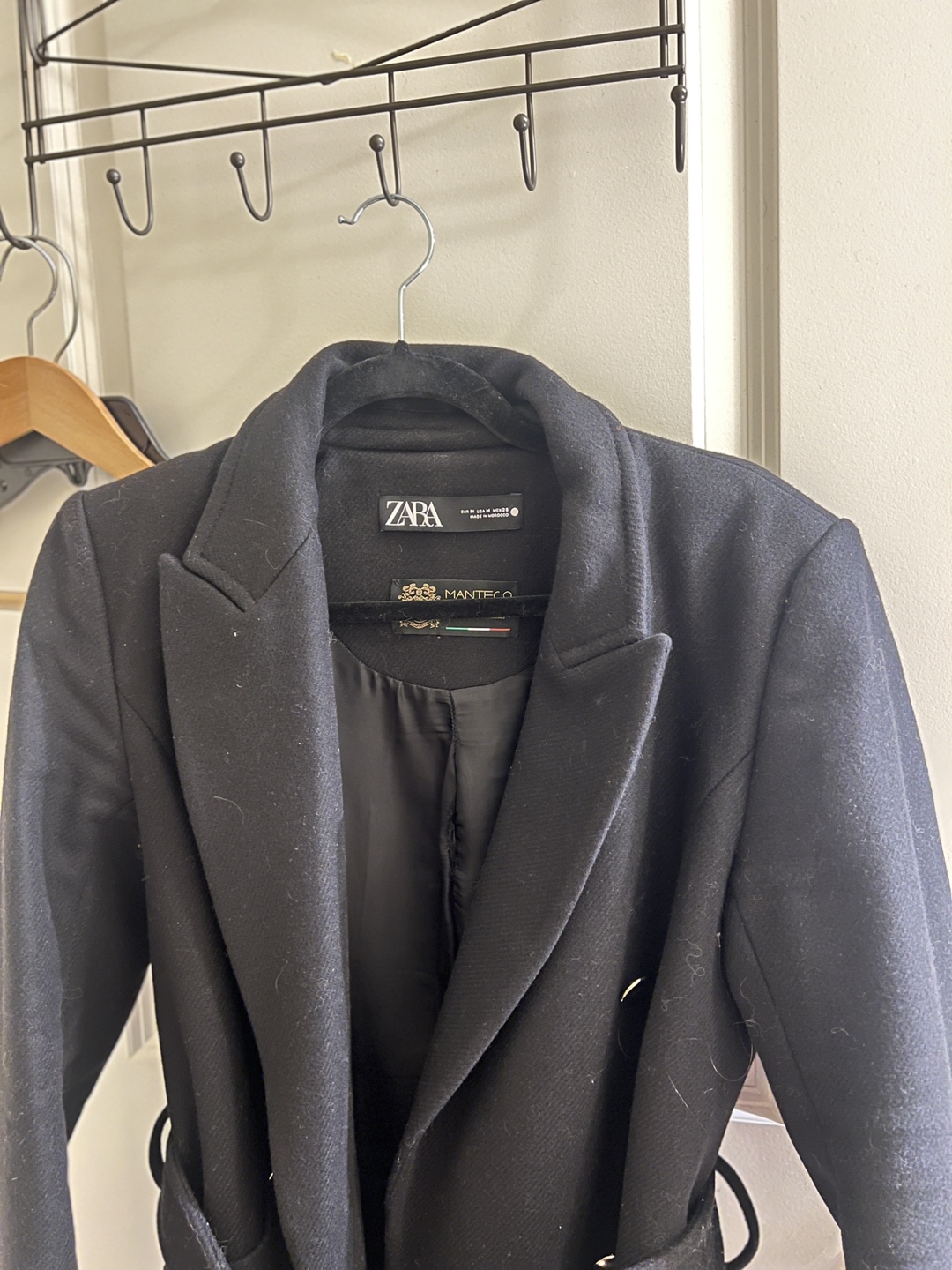 Zara black wool-blend belted coat - photo 4