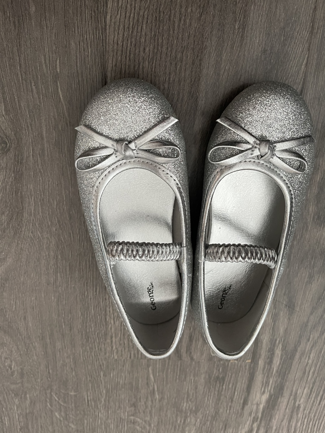 Girls' Silver Glitter Mary Janes