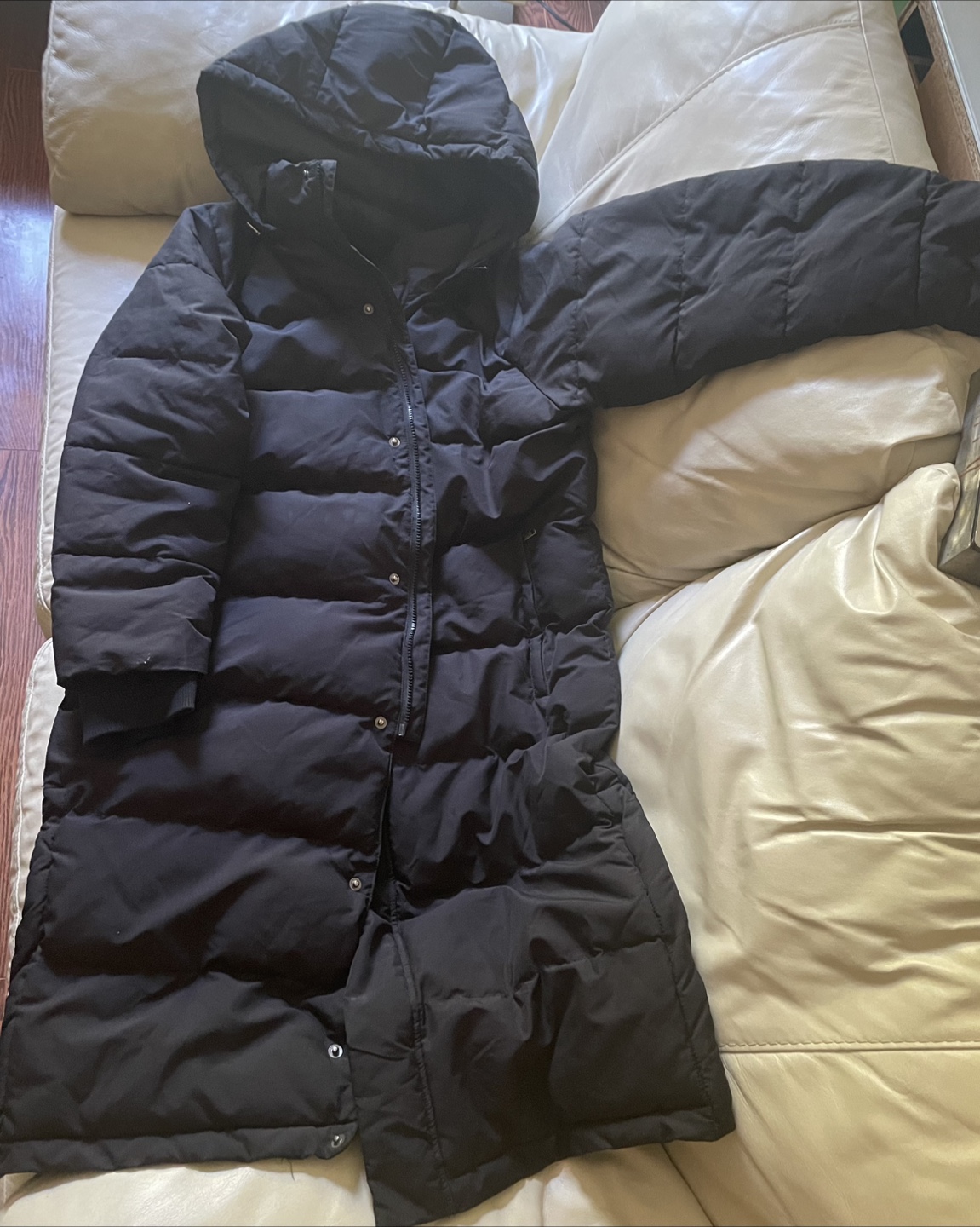 Korean Long Black Puffer Jacket with Hood