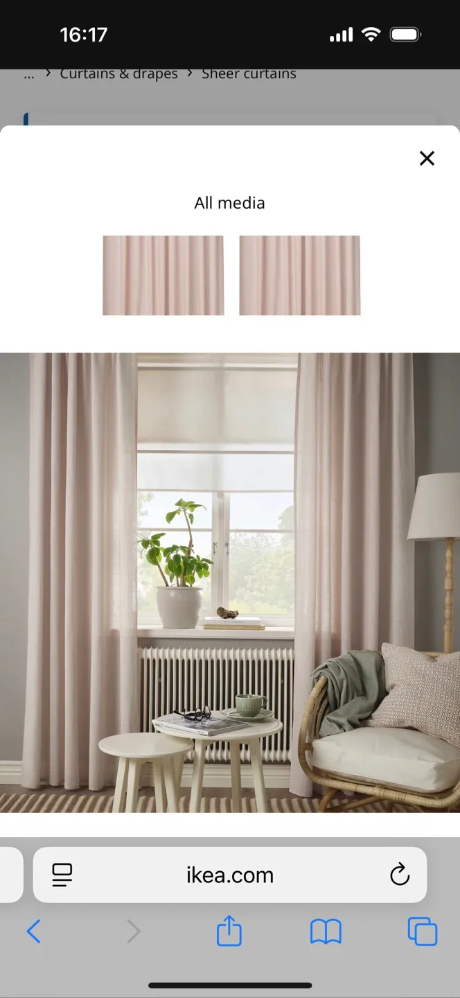 IKEA Sheer Curtains - Pink/with heading tape thumbnail