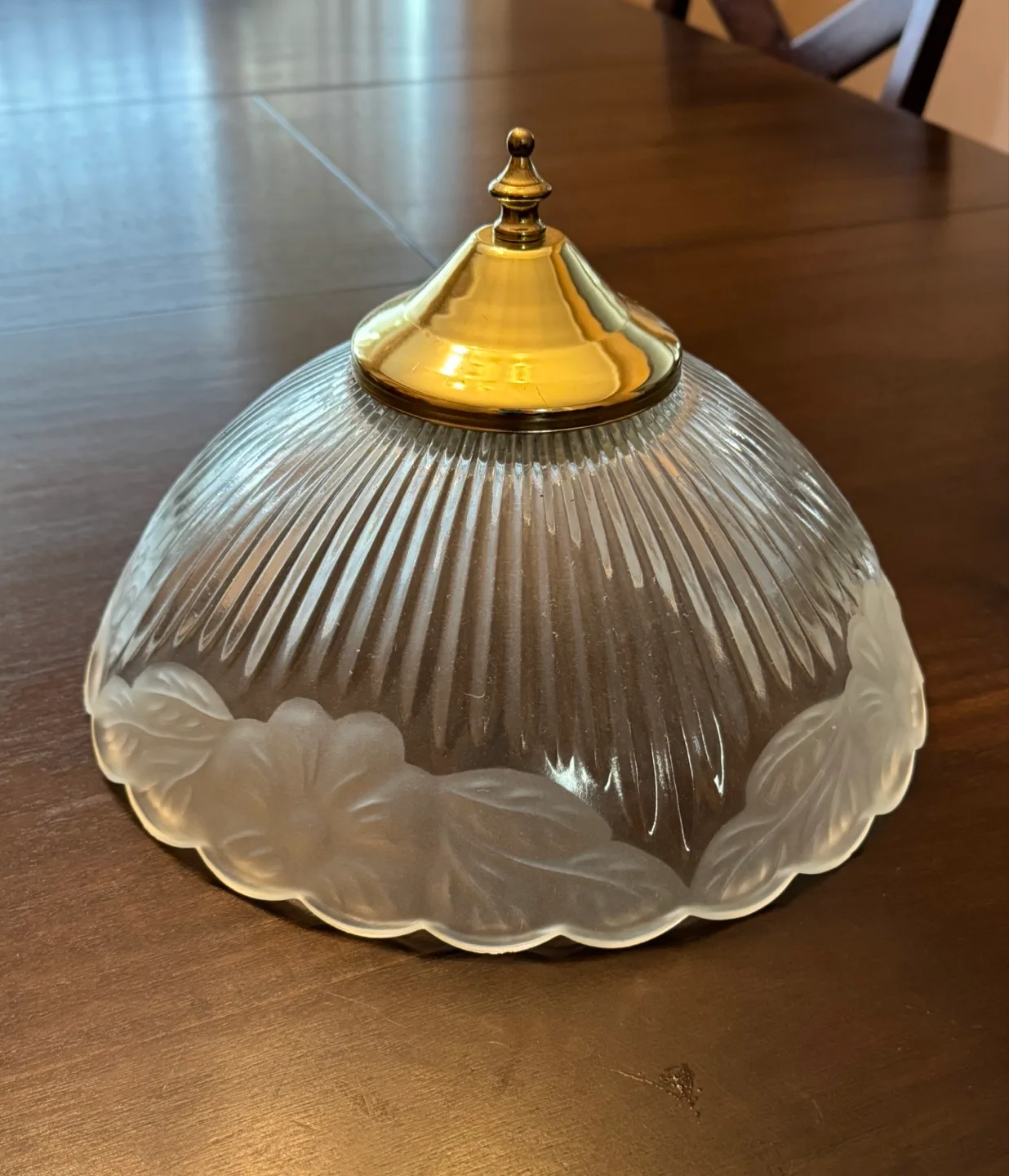 Glass Ceiling Light Shade with Brass Finial thumbnail