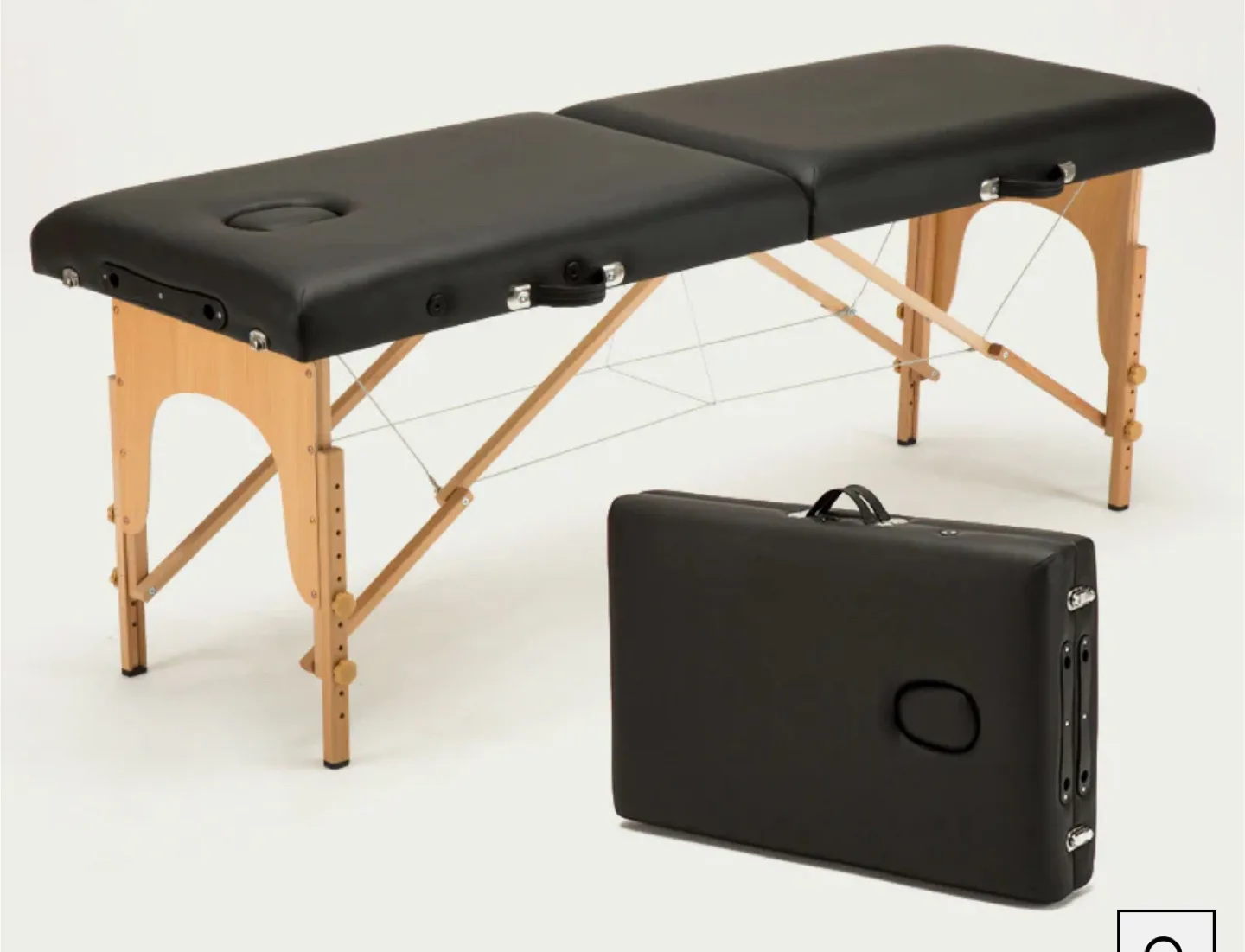 Portable Massage Table - Black with Wooden Frame thumbnail