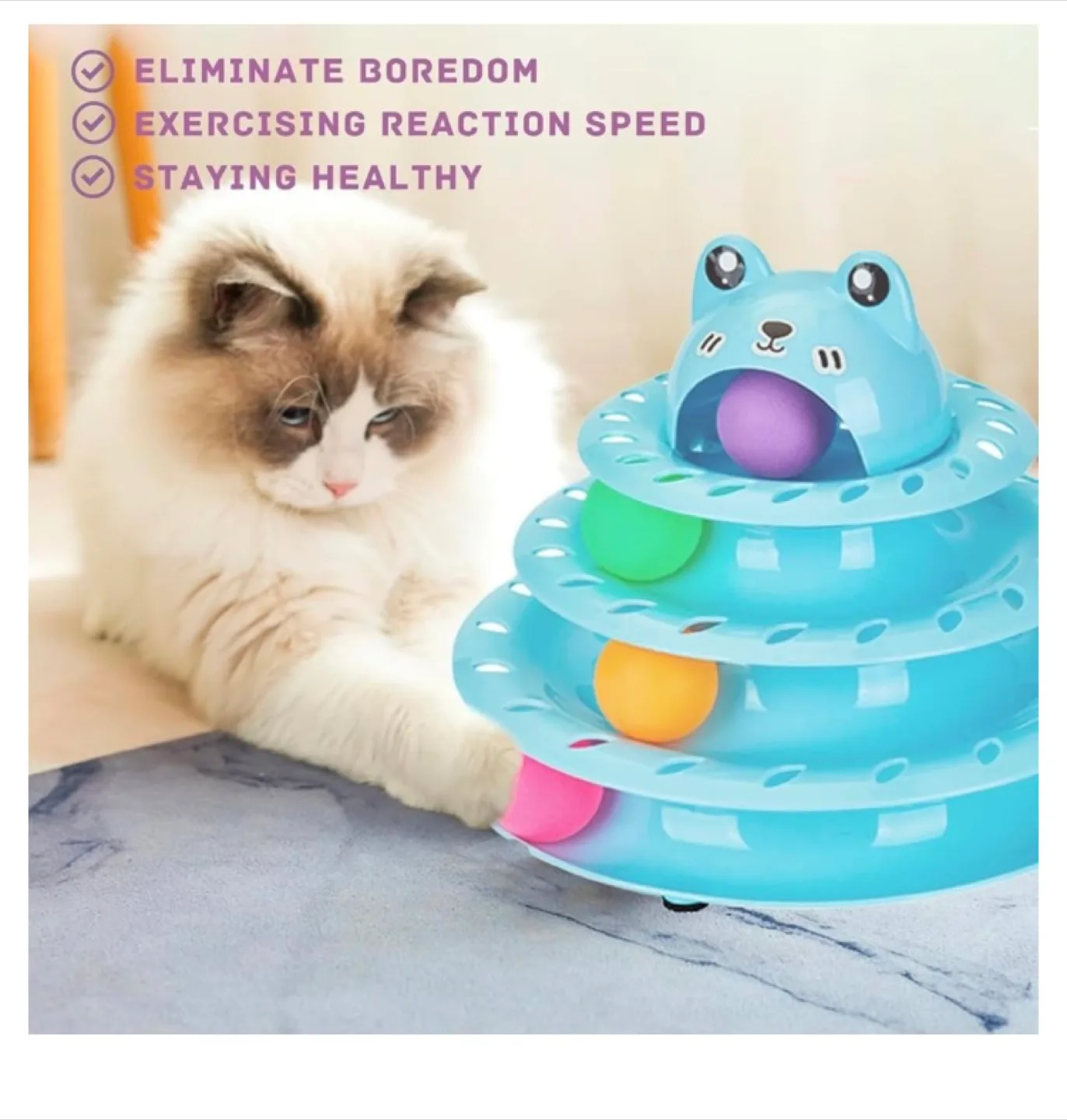 Gefryco Cat Toy - 4-Tier Roller Track, Turntable Cat Tower image indicator(7)