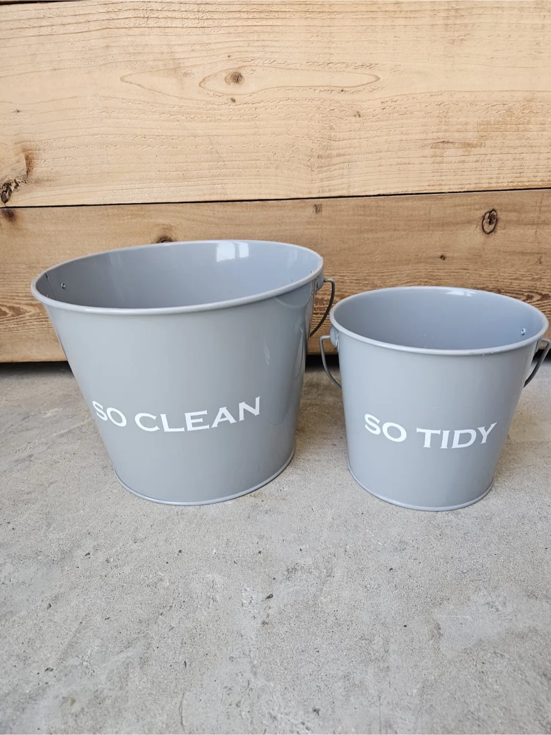 Grey Metal Buckets Set - So Clean & So Tidy image indicator(2)