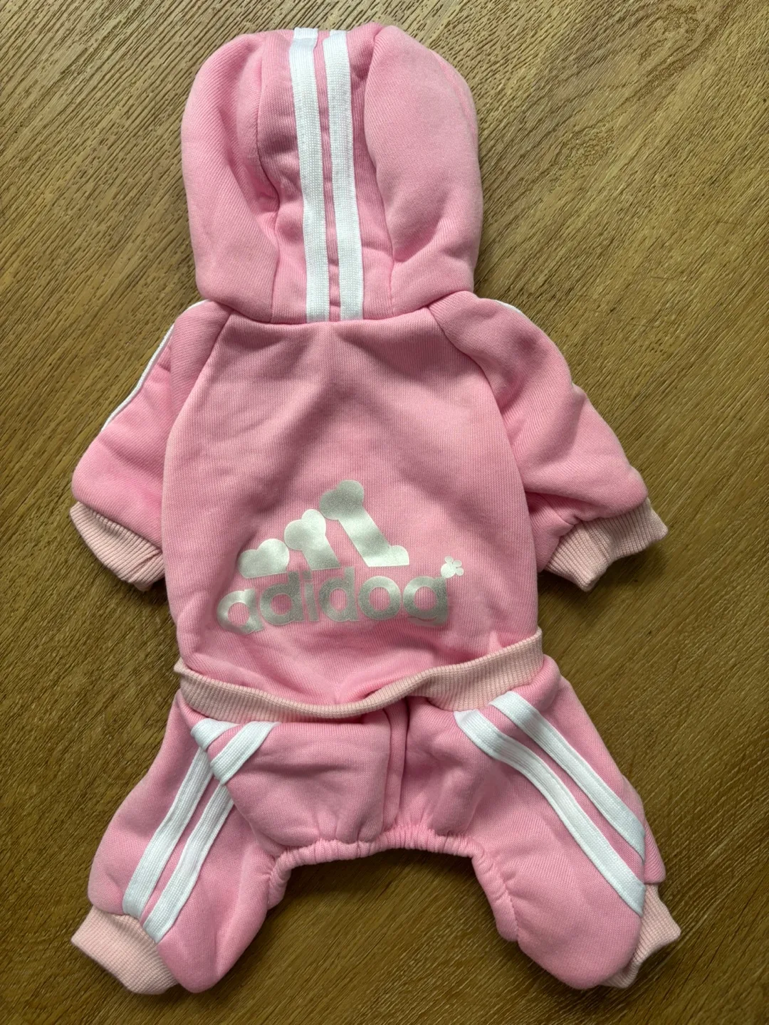 Adorable Pink Adidog Dog Hoodie and Jumpsuit thumbnail