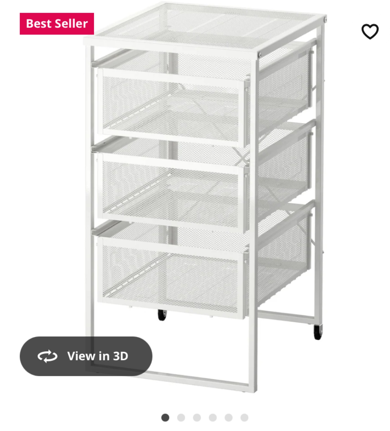 IKEA 3-drawer rolling cart - White
