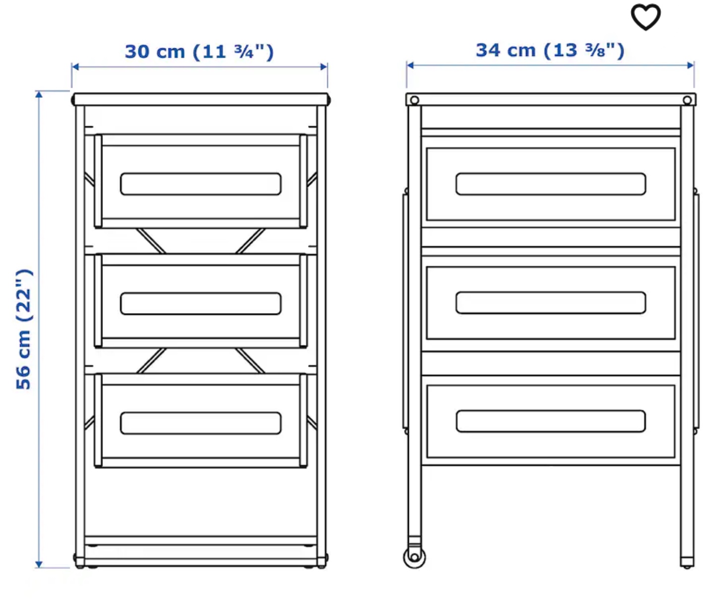 IKEA 3-drawer rolling cart - White - photo 2