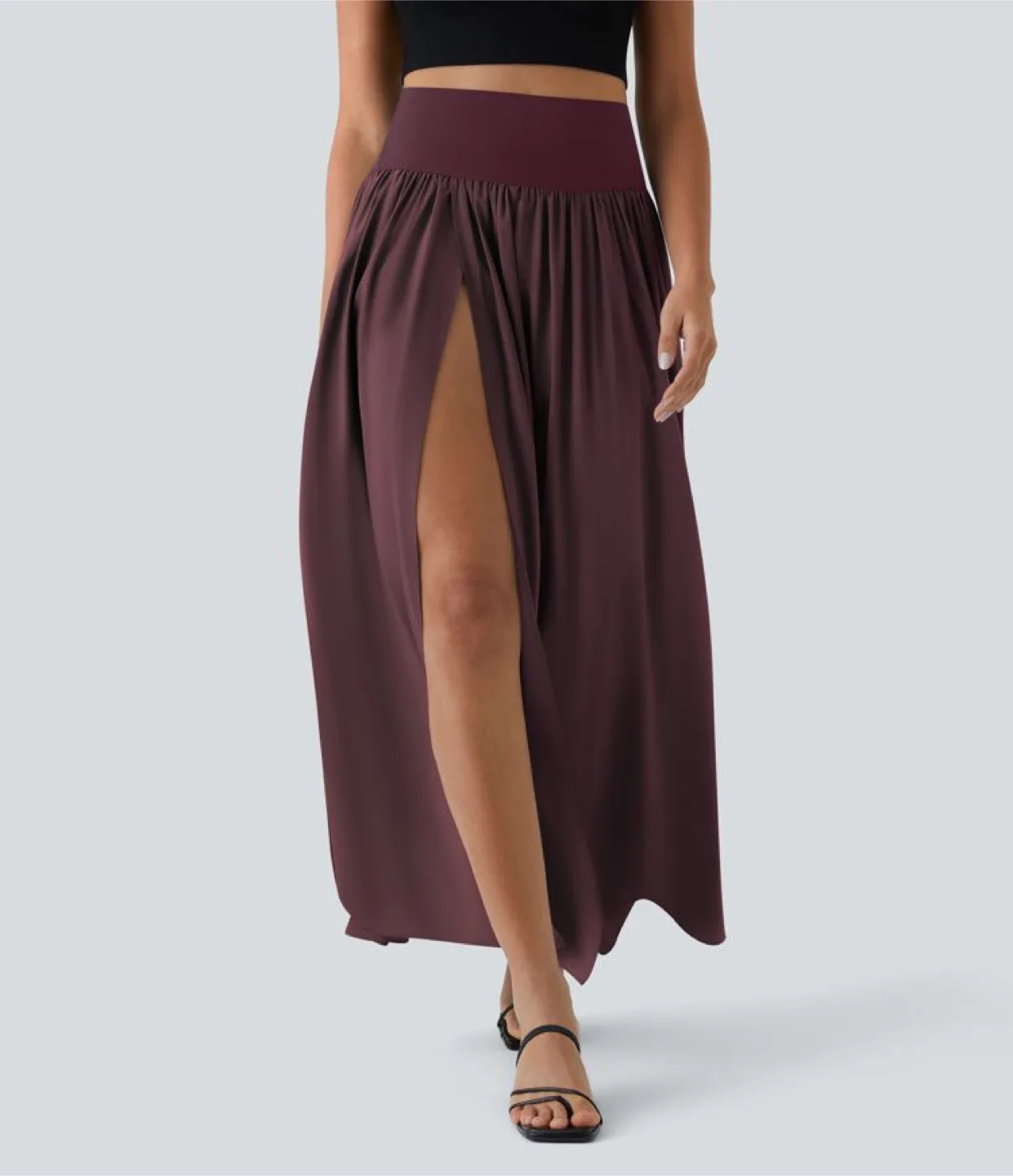 Halara Burgundy Midi Skirt Size Small image indicator(7)