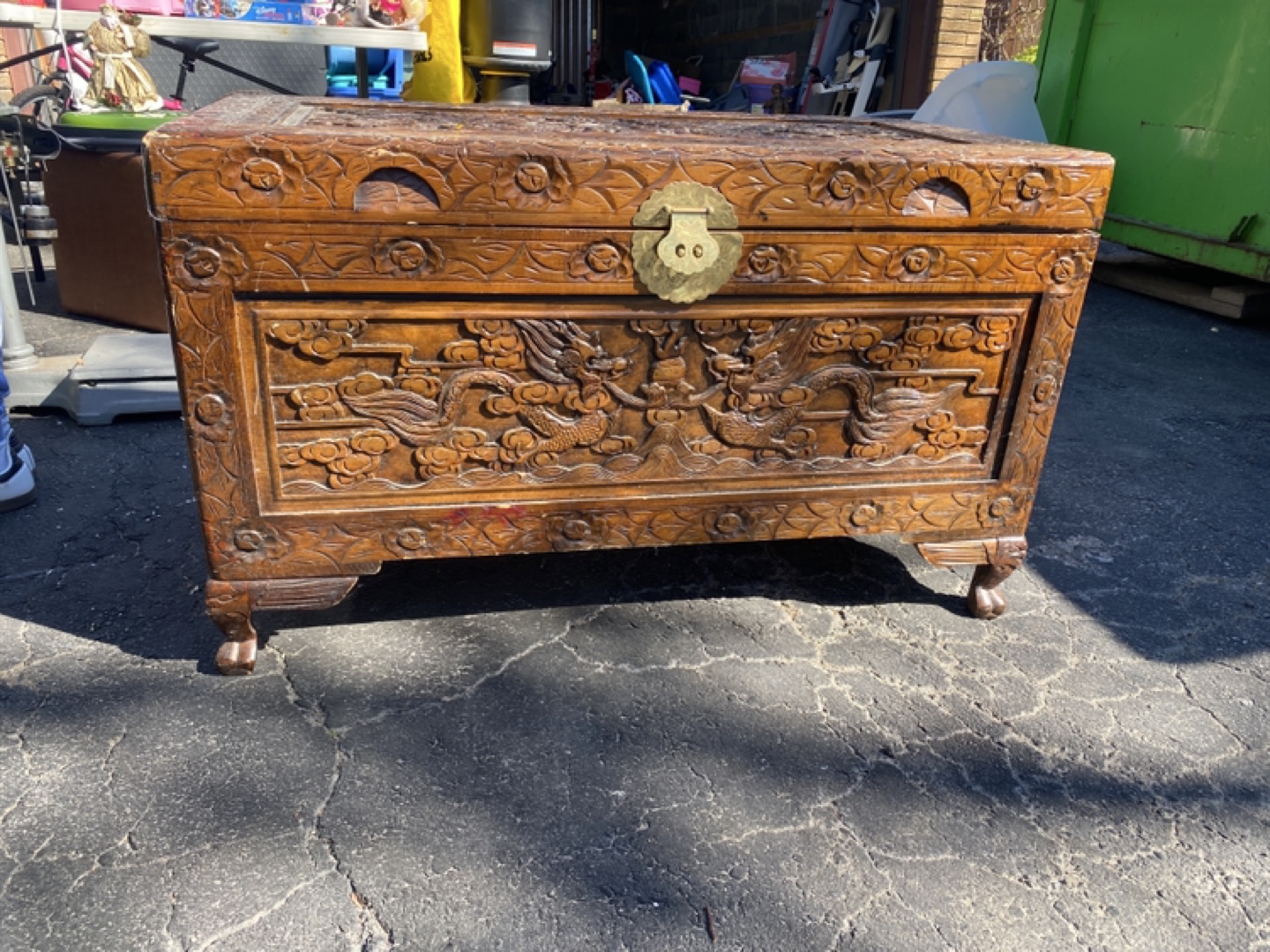 Antique Carved Wooden Chest