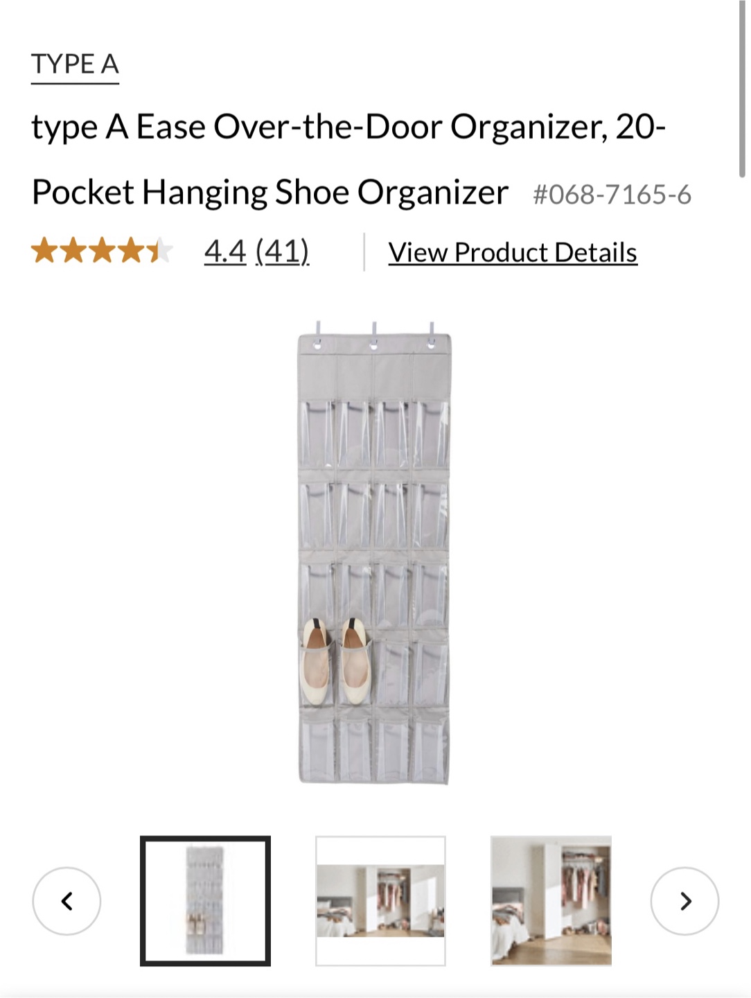 Over-the-Door Organizer, 20-Pocket Hanging Shoe Organizer