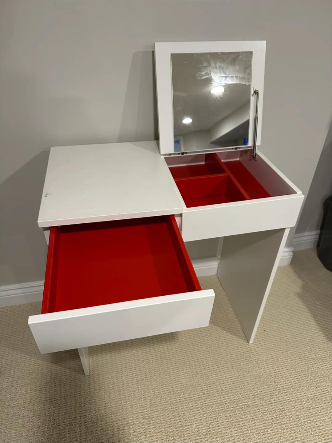 IKEA Malm White Dressing Table with Mirror