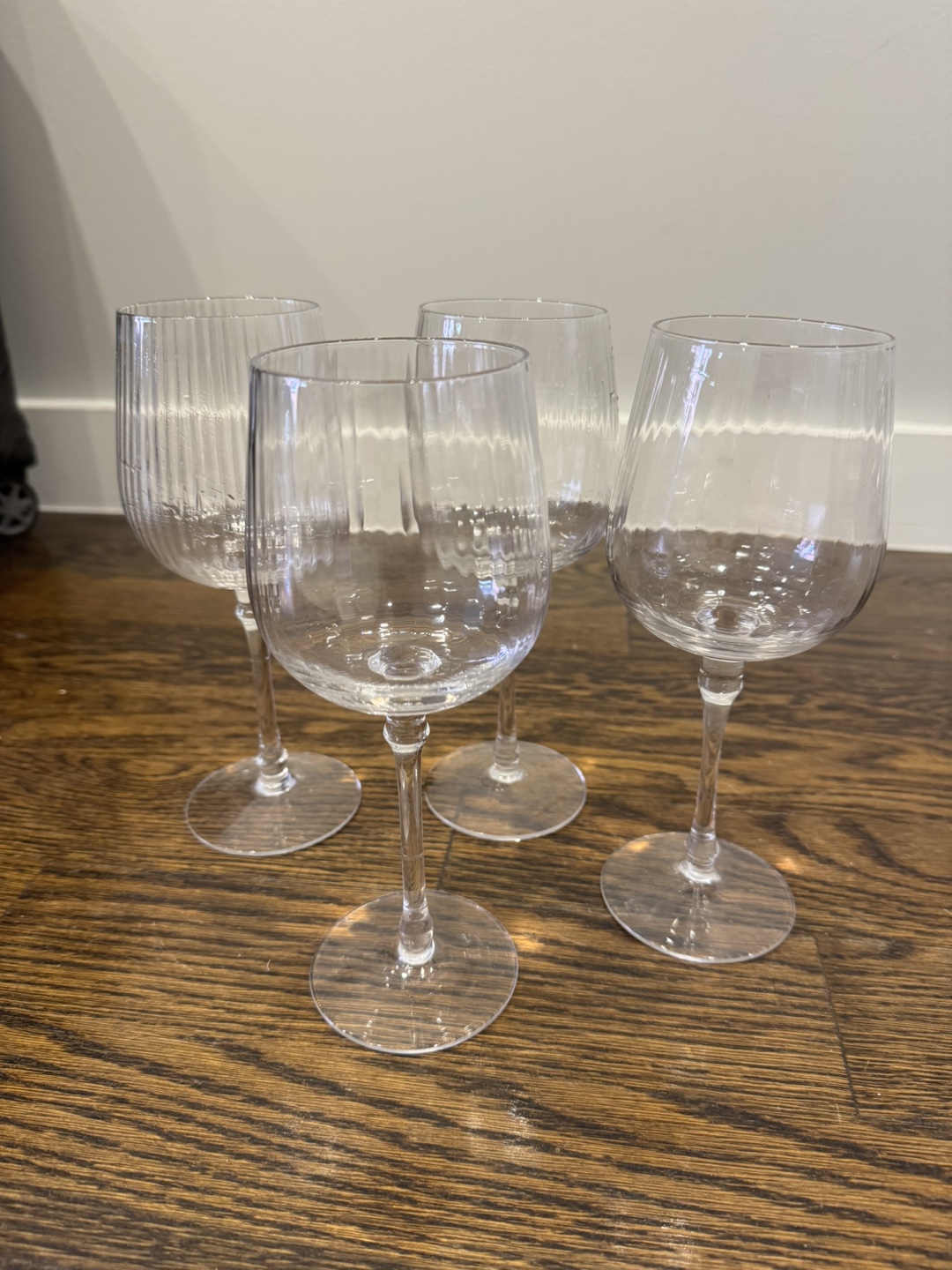 Set of Four Clear Glass Wine Glasses