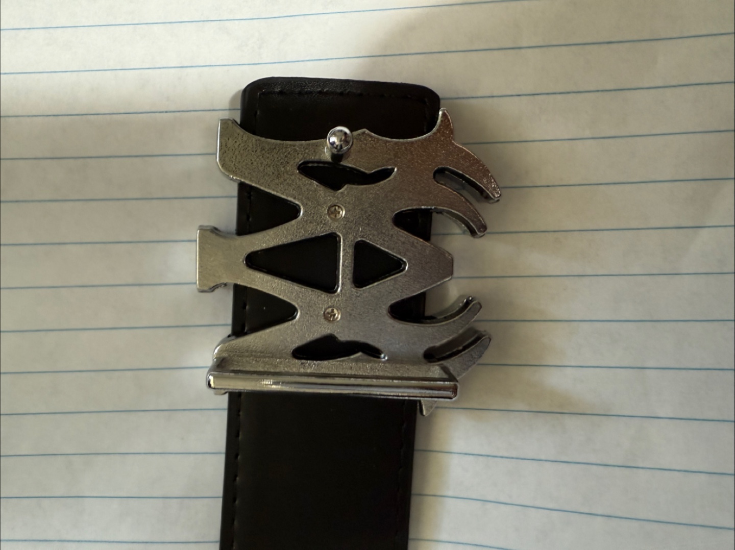 Men's Black Amri Leather Belt with Unique Buckle - photo 2