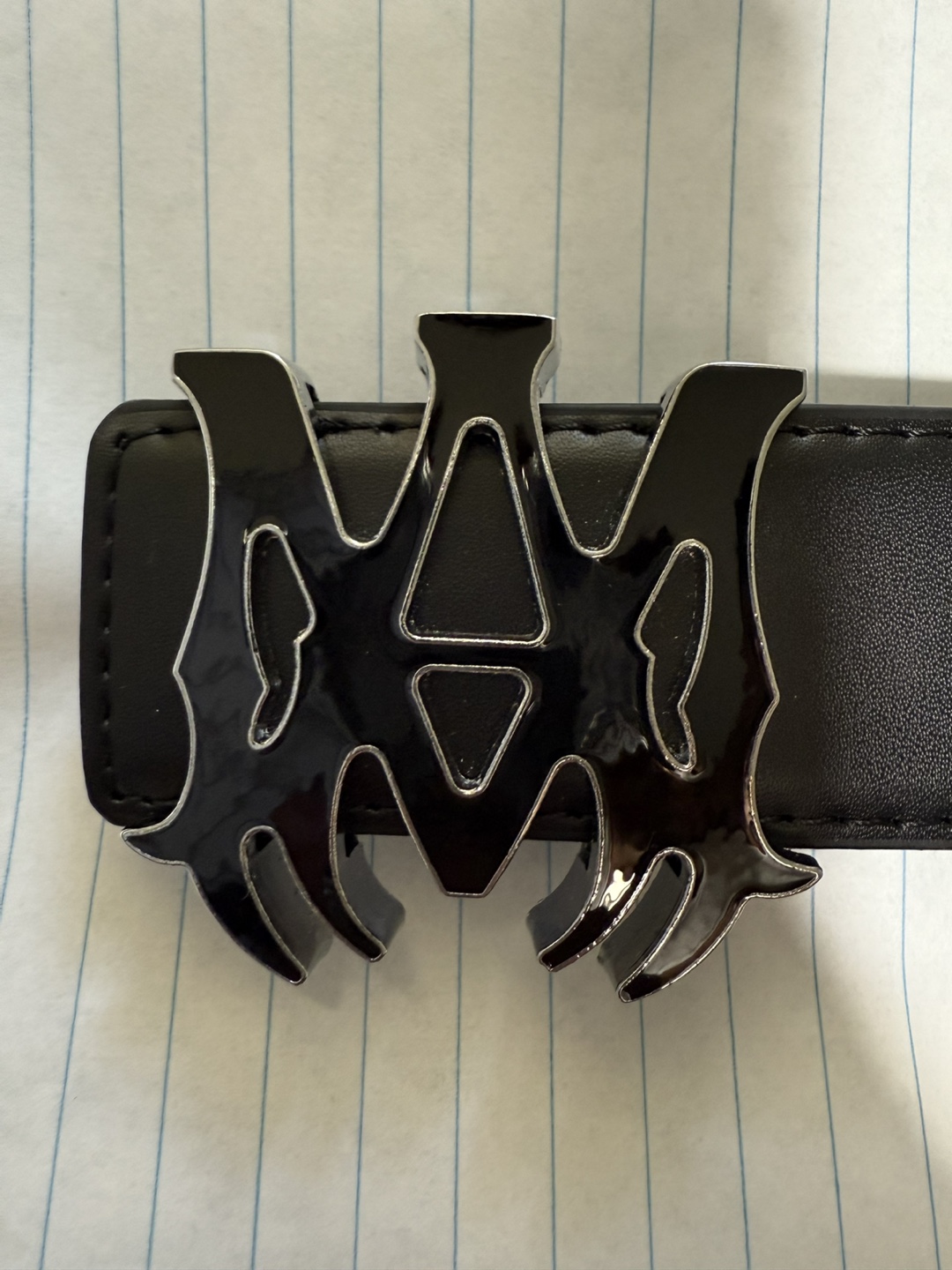 Men's Black Amri Leather Belt with Unique Buckle