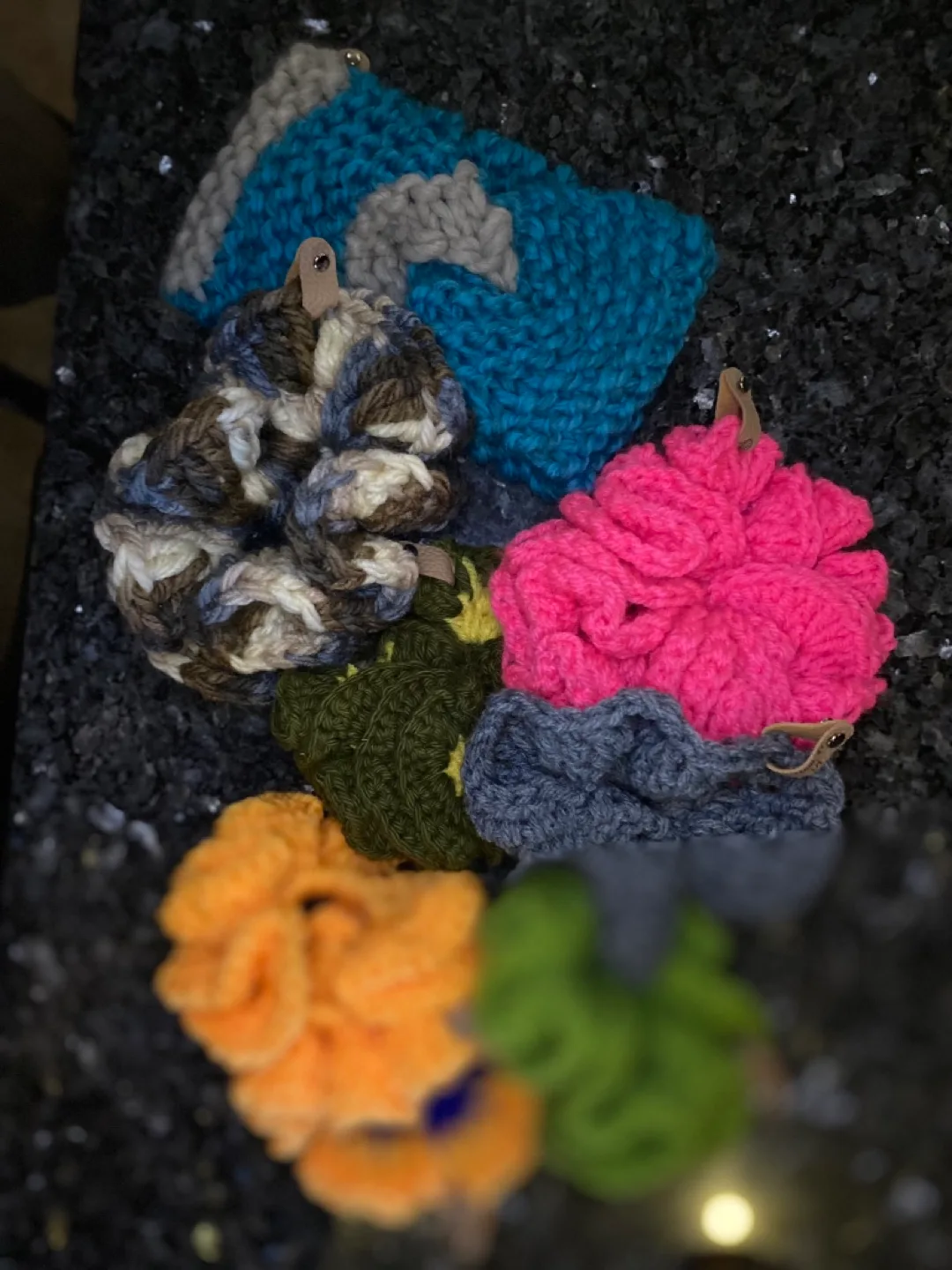 Hand-knitted & Crochet wool scrunchies thumbnail