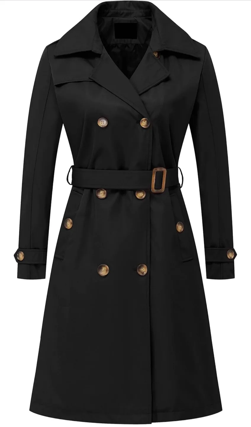 *NEW* Women's Black Trench Coat (XL) thumbnail