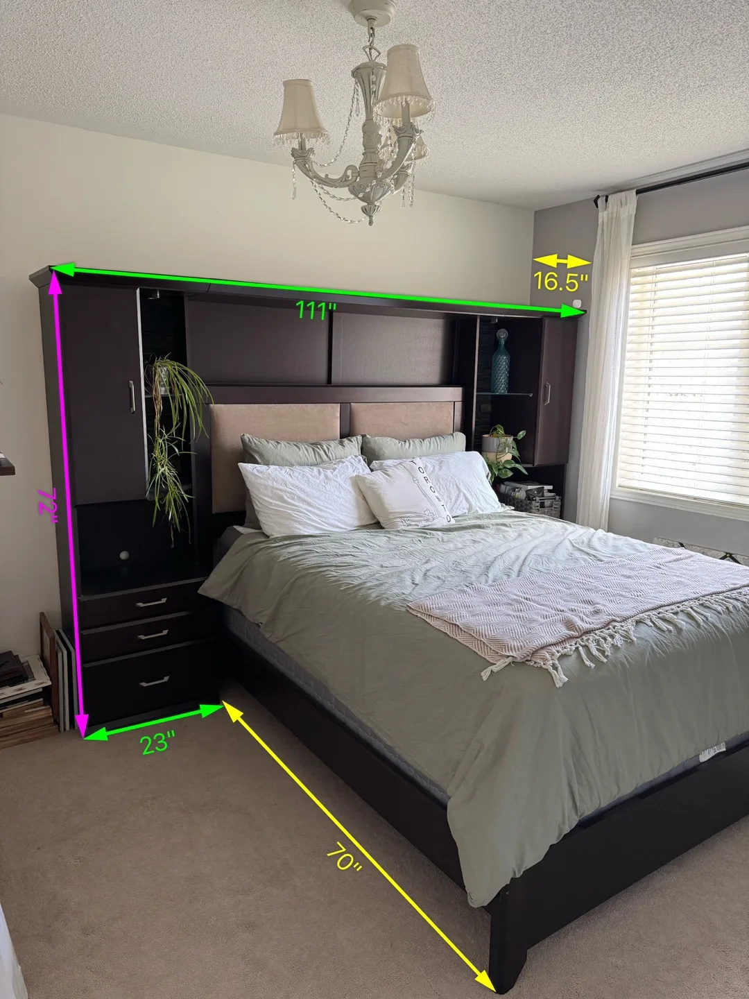 Queen Size Bedroom Set with Built-in Headboard and Nightstands image indicator(2)