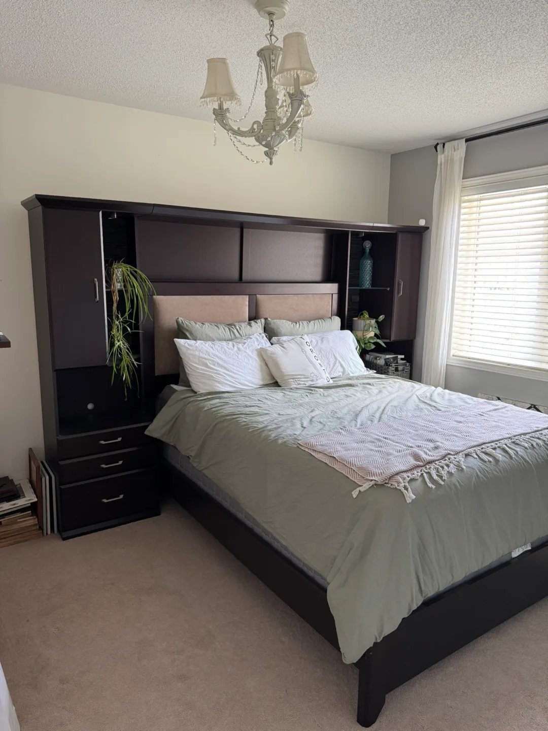 Queen Size Bedroom Set with Built-in Headboard and Nightstands thumbnail